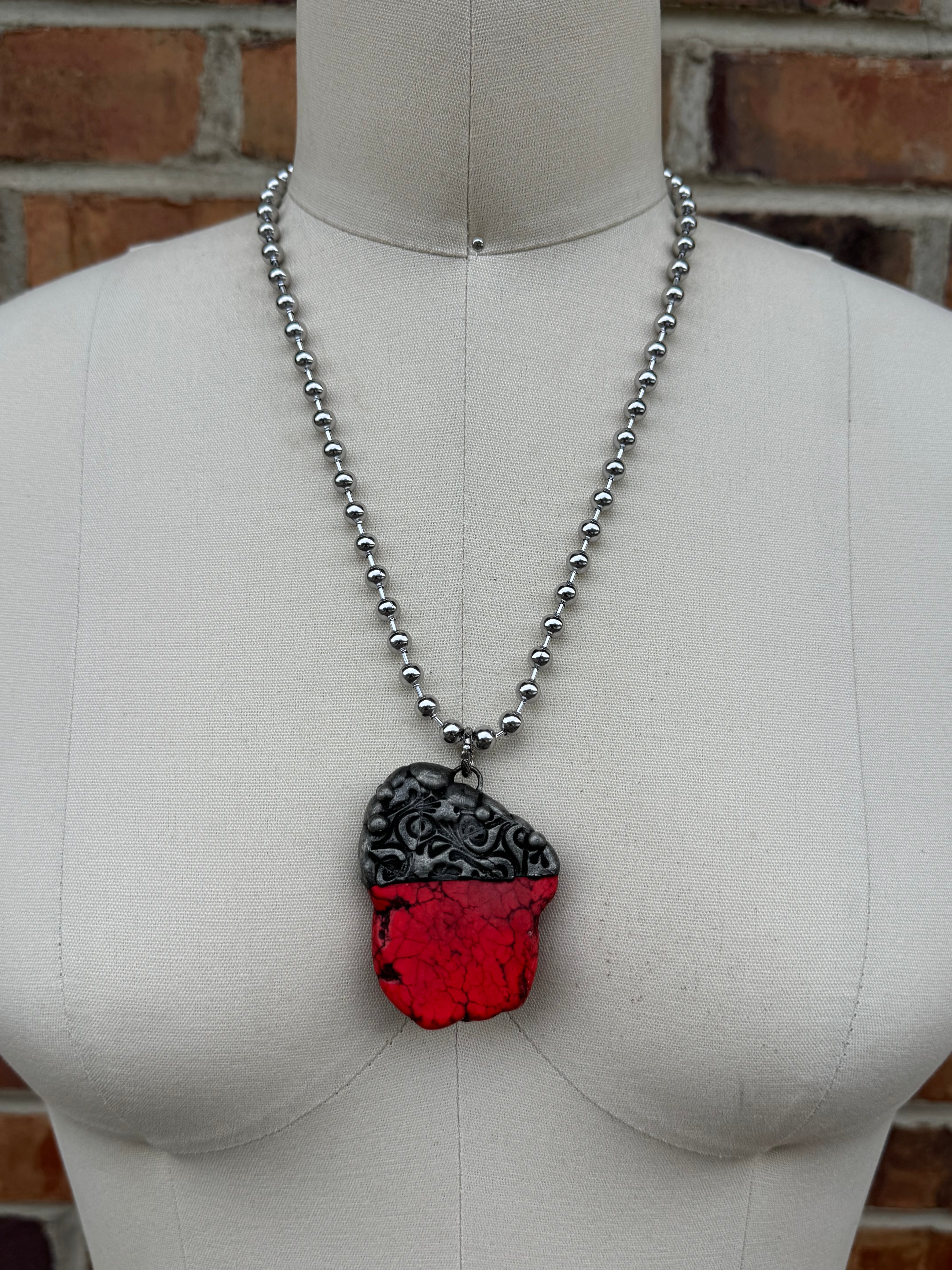 Necklace Gem Slab on Shiny