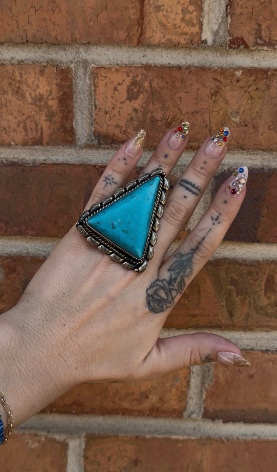 Triangle In Blues Ring - Adjustable