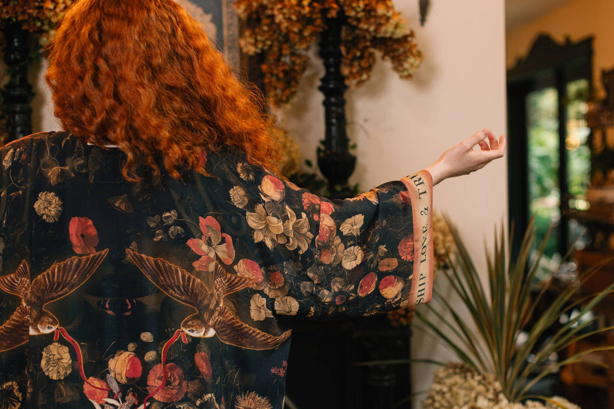 Preorder November - Heart of Gold Opera Duster Kimono Robe w/ Sacred Heart