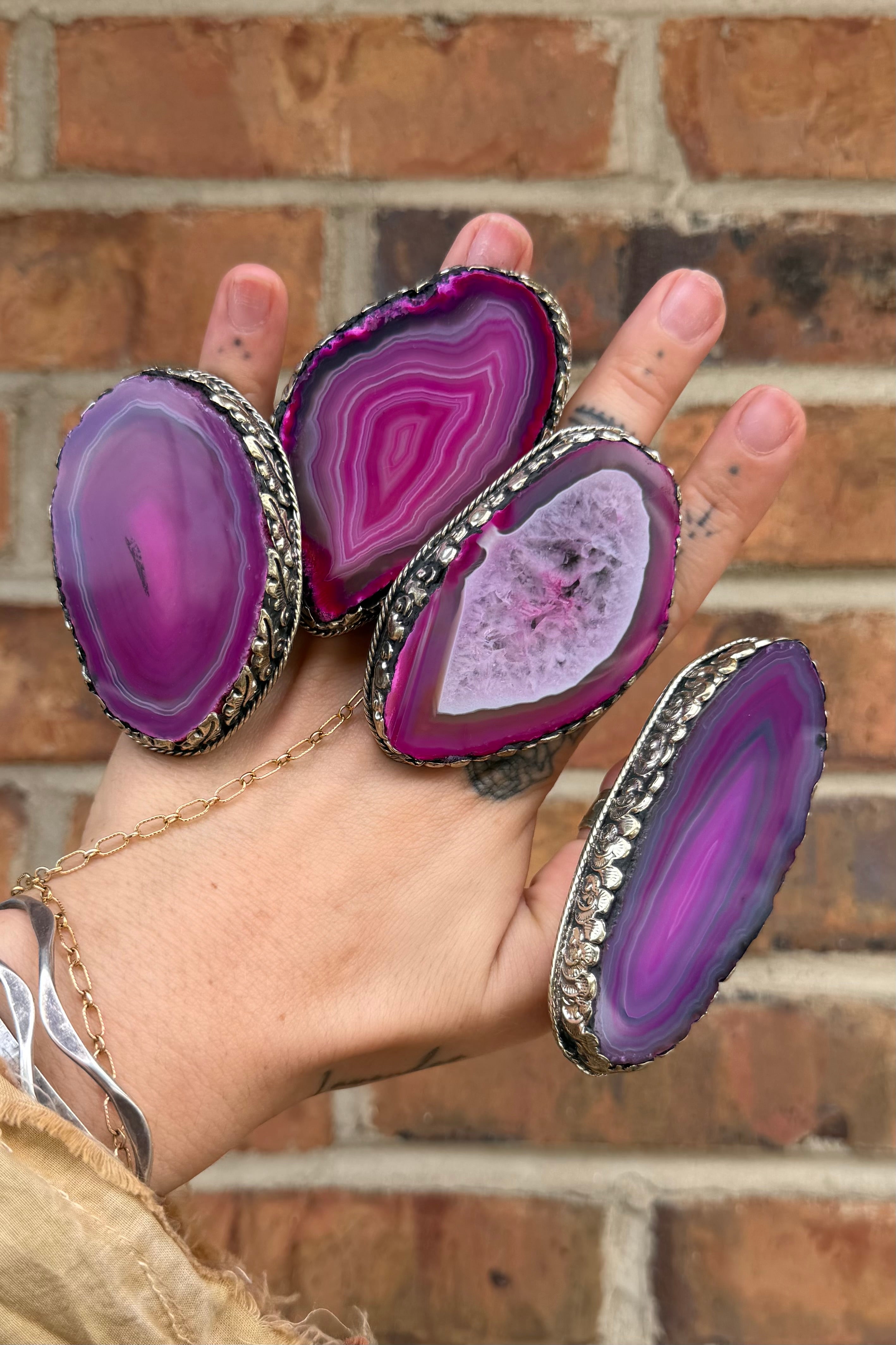Pretty in Pink Geode Slab Ring