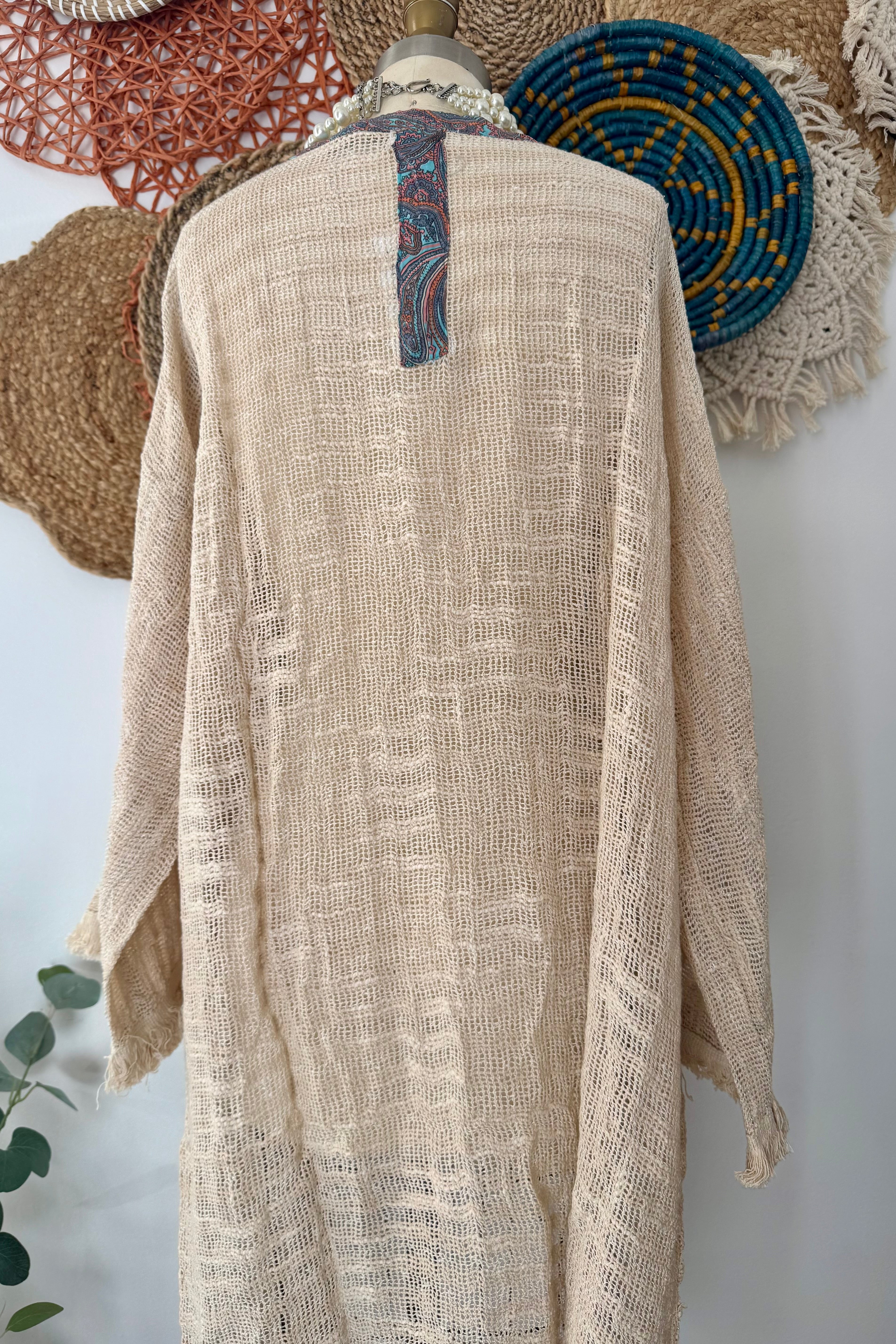 Summer Breeze Woven Kimono Cardigan in Ivory