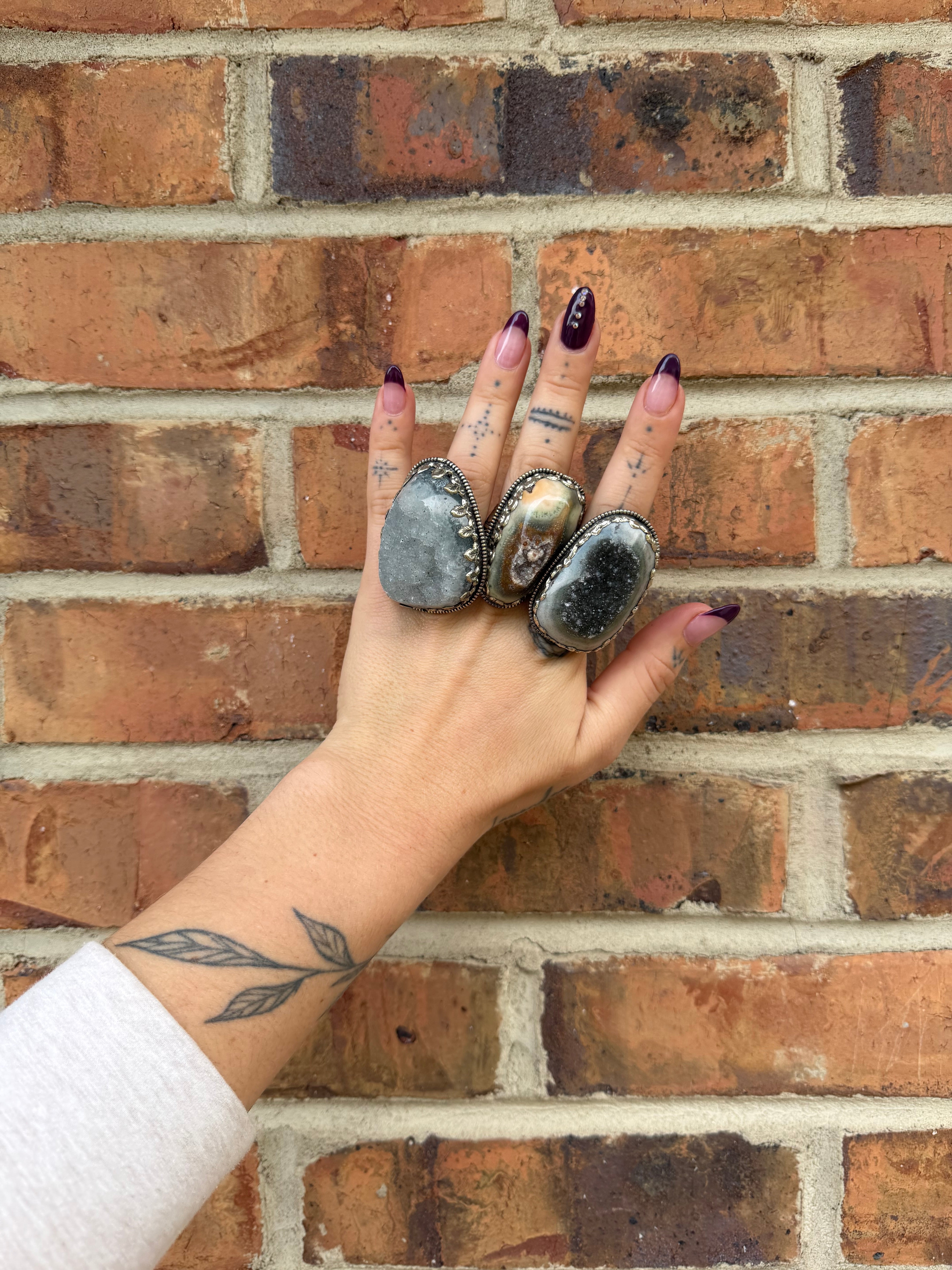 Chunky Raw Gemstone Nugget Ring Set 2