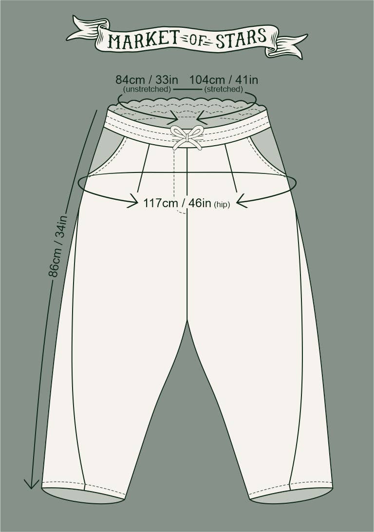 Milk & Honey Linen Cropped Artist Pant w/ Bee, Sunflower