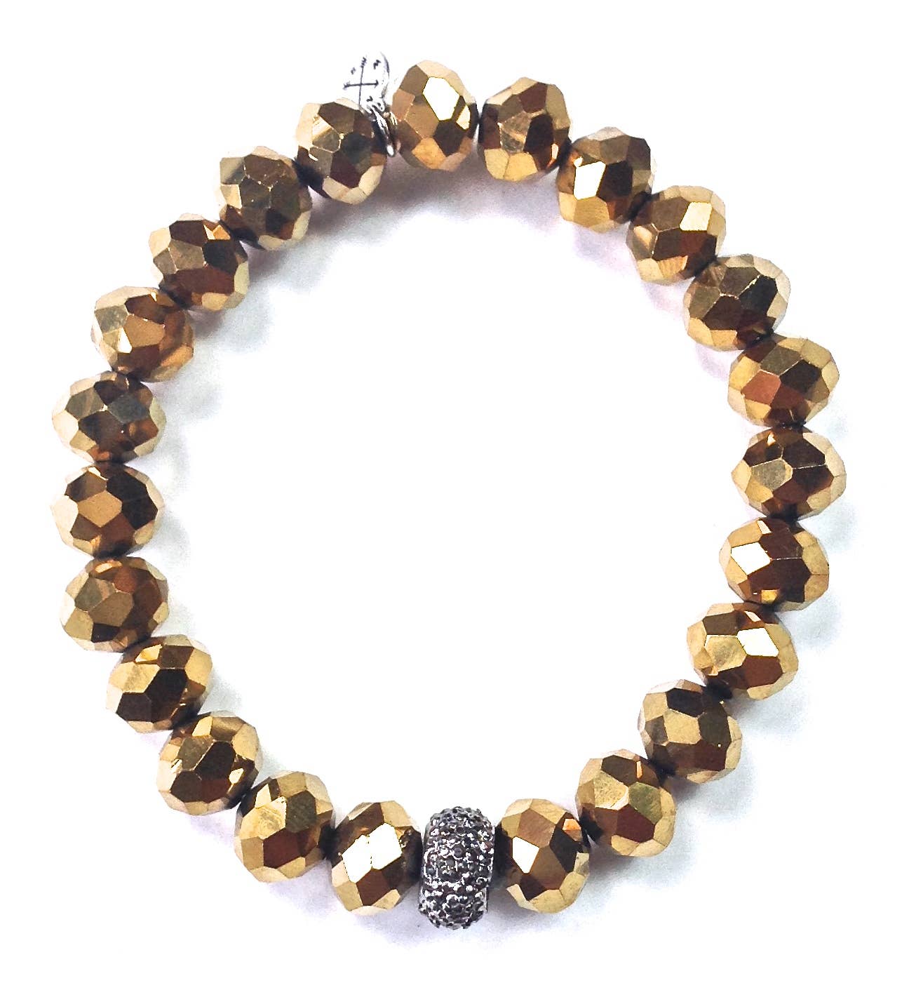10mm Faceted Glass Stretch Bracelet in Bronze - ivyandlavyboutique Lost & Found Trading