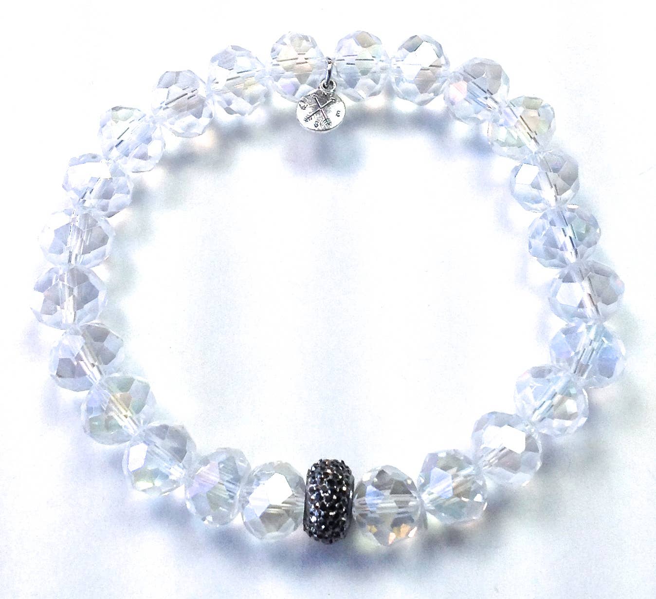 10mm Faceted Glass Stretch Bracelet in Crystal - ivyandlavyboutique Lost & Found Trading