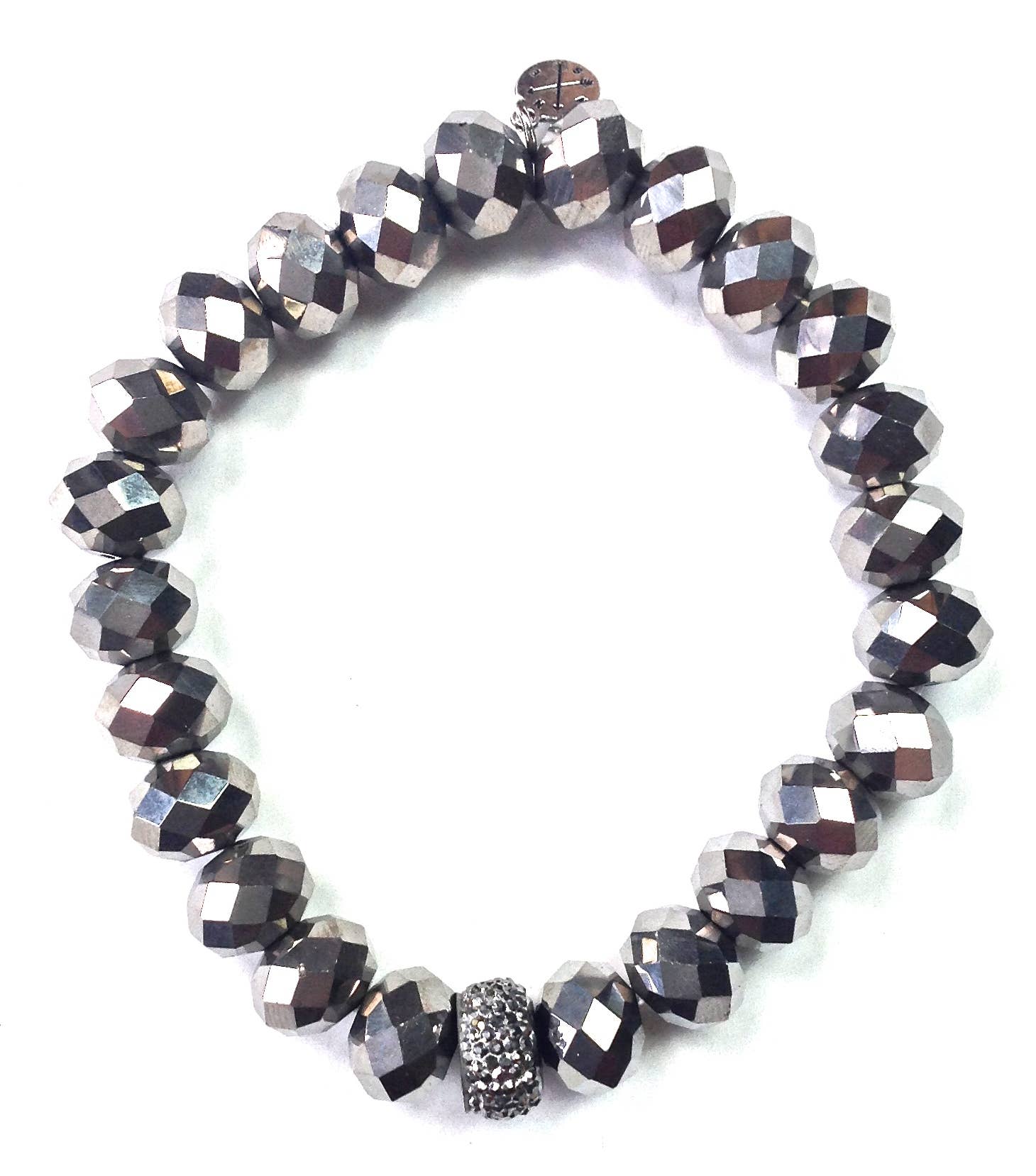 10mm Faceted Glass Stretch Bracelet in Hematite - ivyandlavyboutique Lost & Found Trading