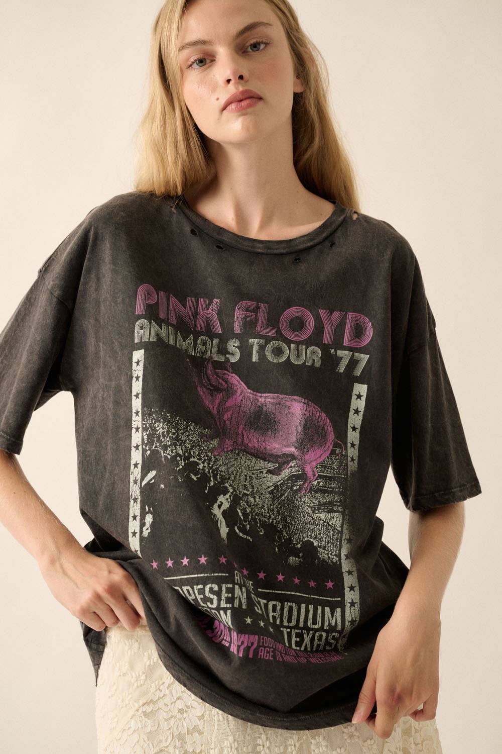 Sale - Pink Floyd Animals Tour '77 Distressed Graphic Tee