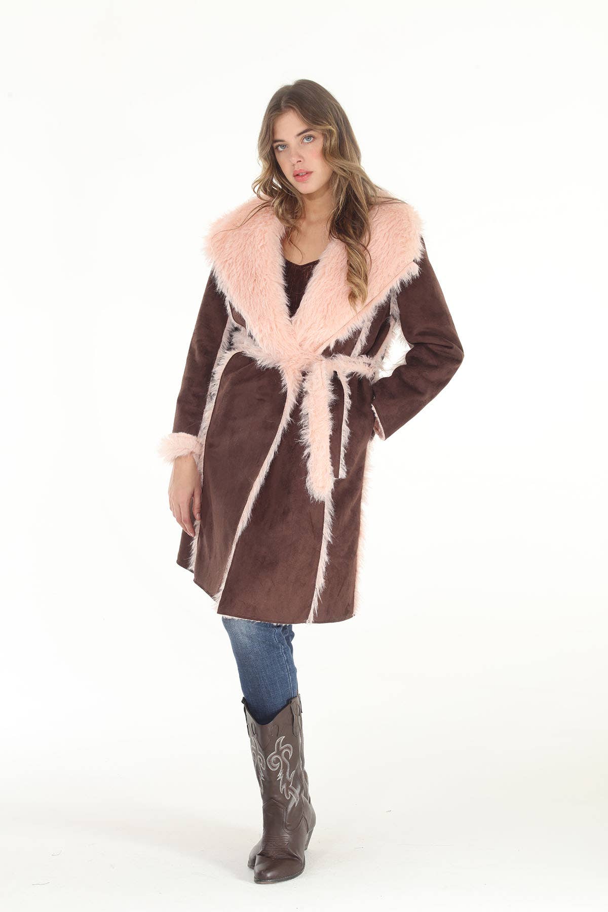 The Tiffany Reversible Faux Suede & Faux Shearling Coat