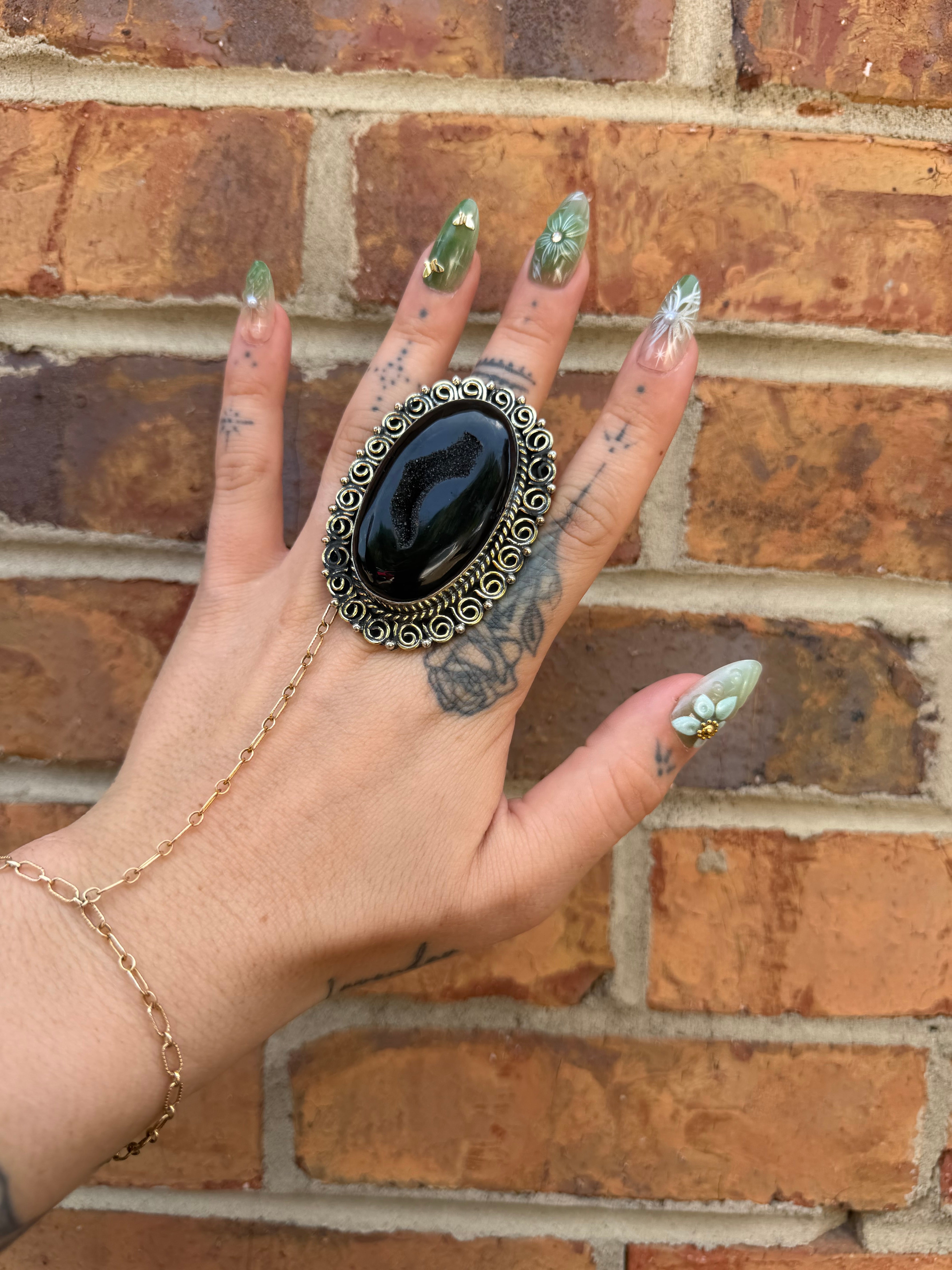 Dark Bliss Geode Ring