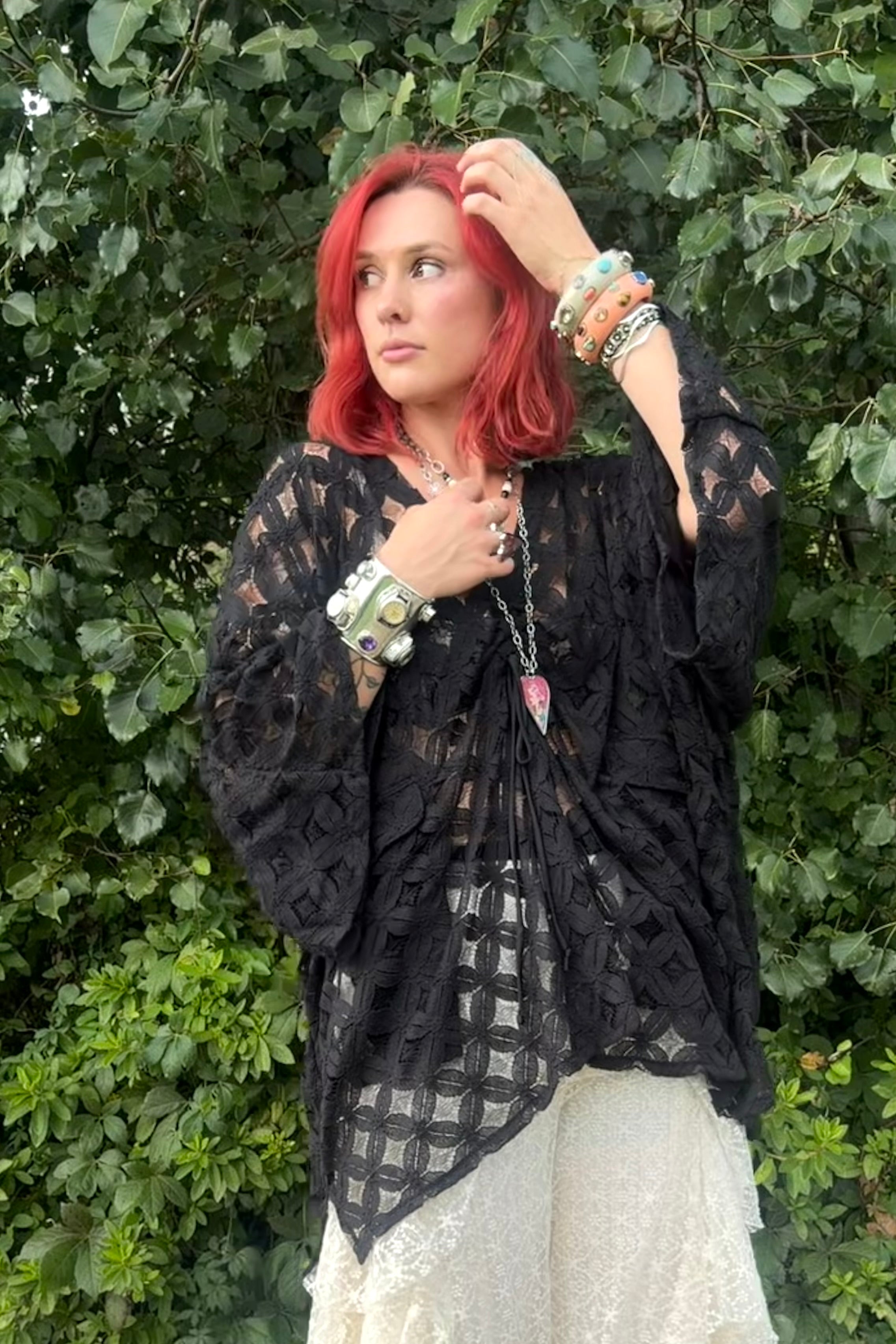 Black Crochet Lace Shortie Muu - Kantha Bae
