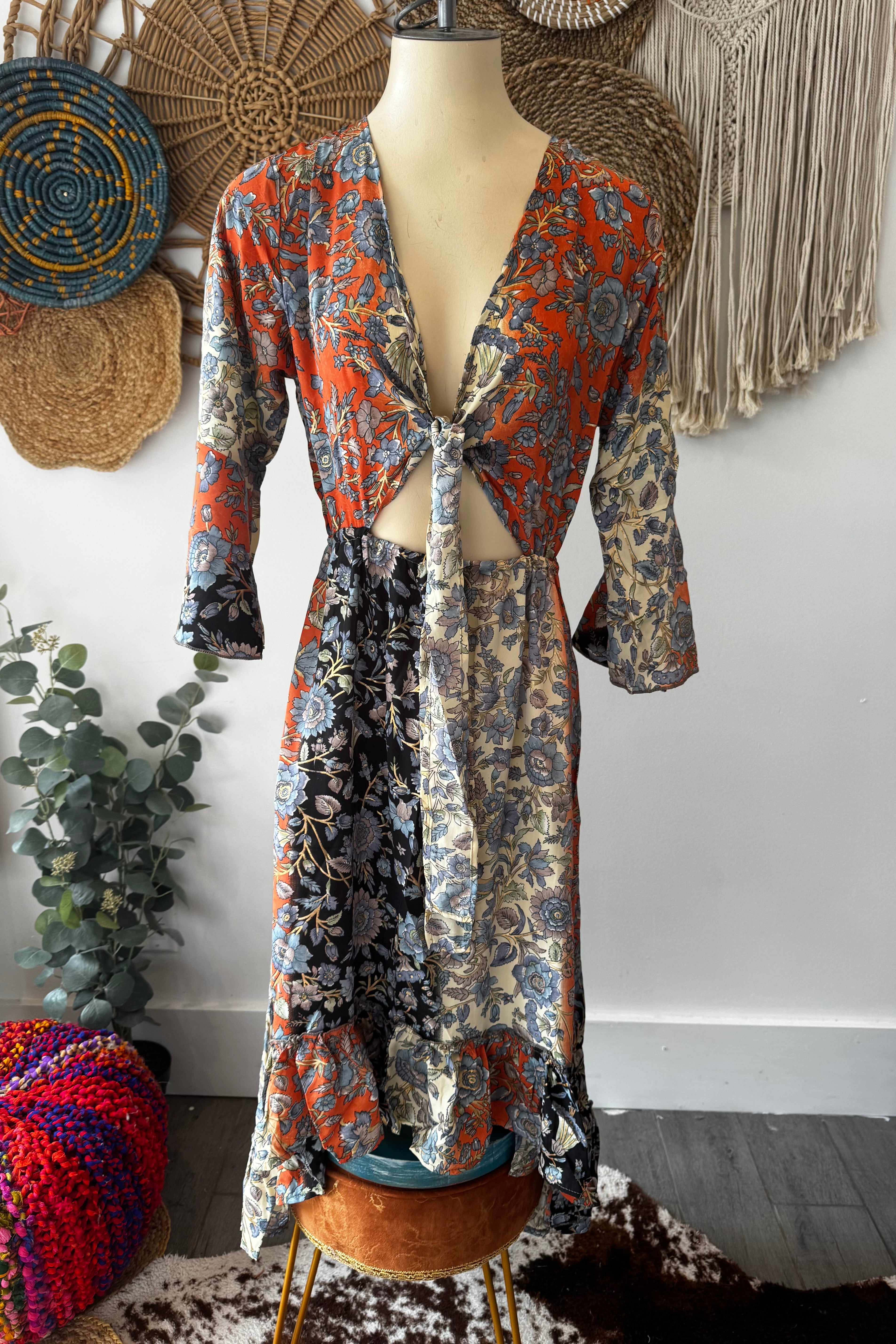 Poly Silk Front Tie Dress 4