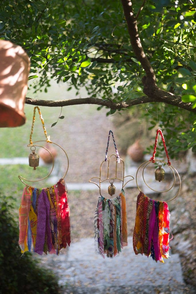 Swapna Moon Bell Wind Chime Upcycle Sari