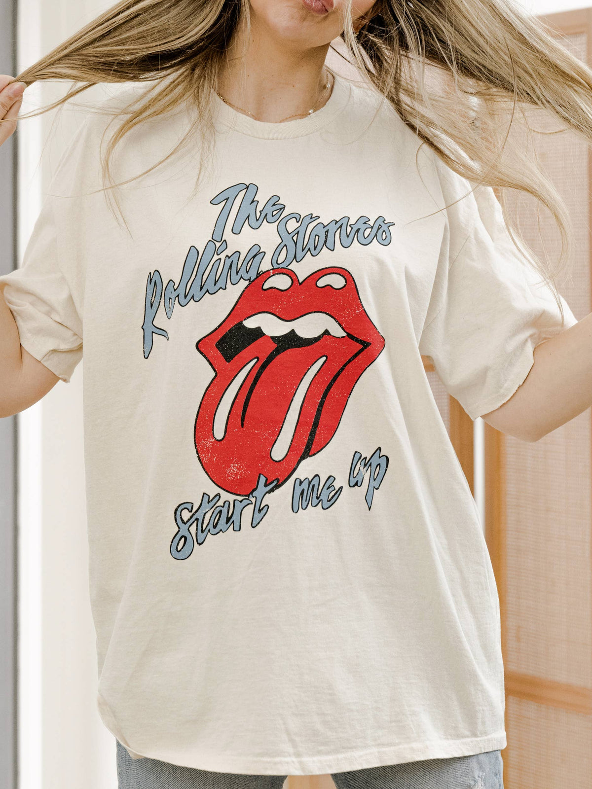 Rolling Stones Start Me Up Off White Thrifted Graphic Tee