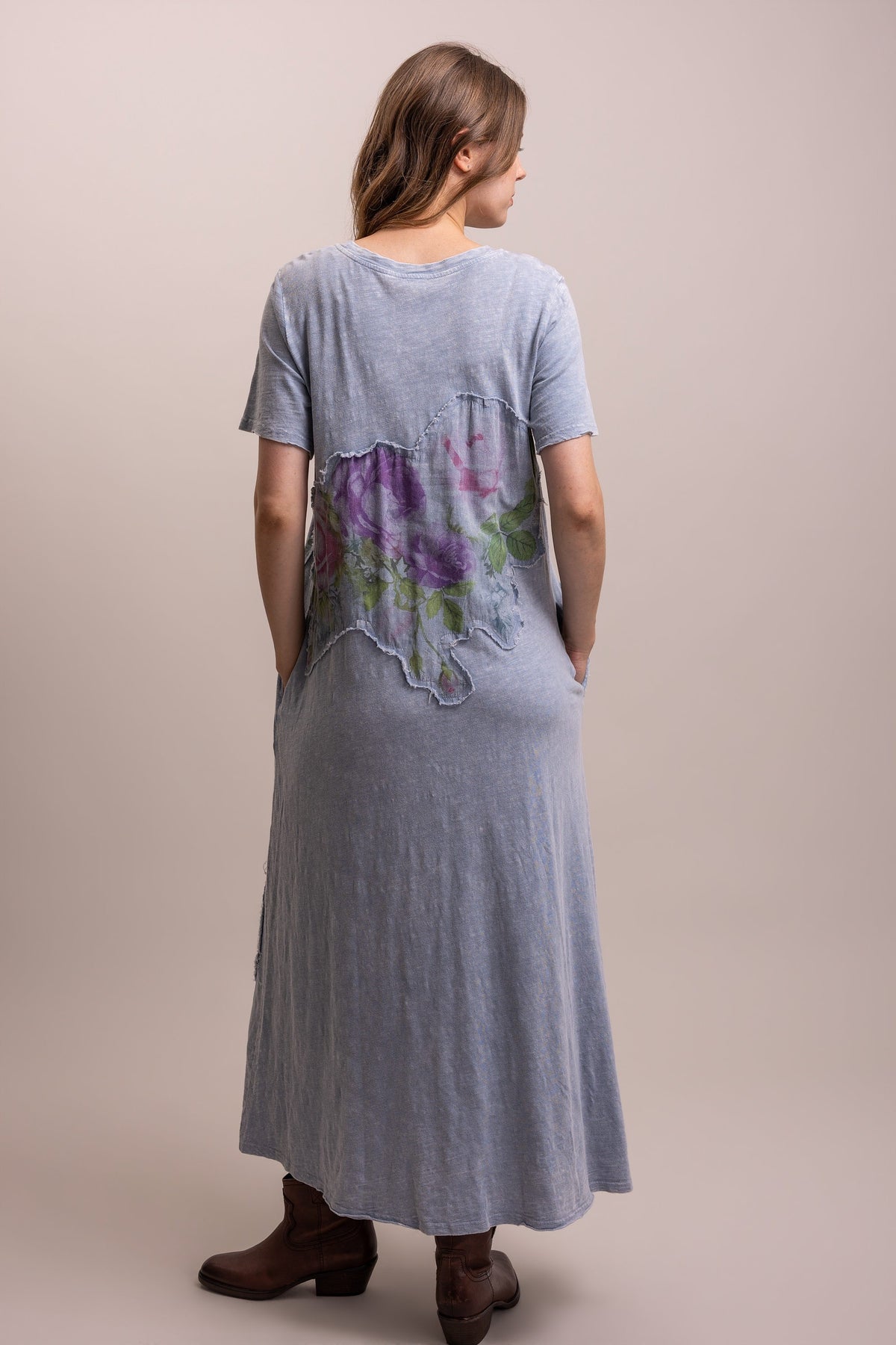 Flower Butterfly Applique Patchwork Long Dress