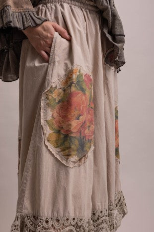 Pre-Order December Patchwork Knit Ruffle Hem Wide Pants