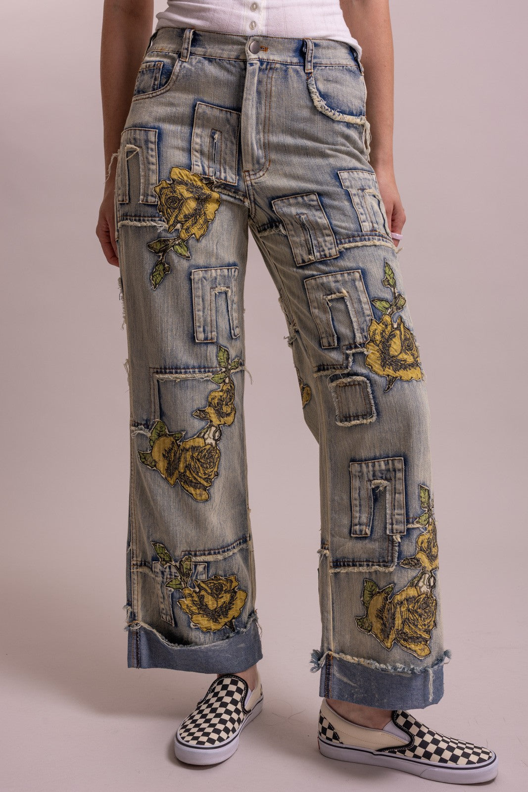 Preorder Shipping 12/15 - Floral Patchwork Straight Leg Pant