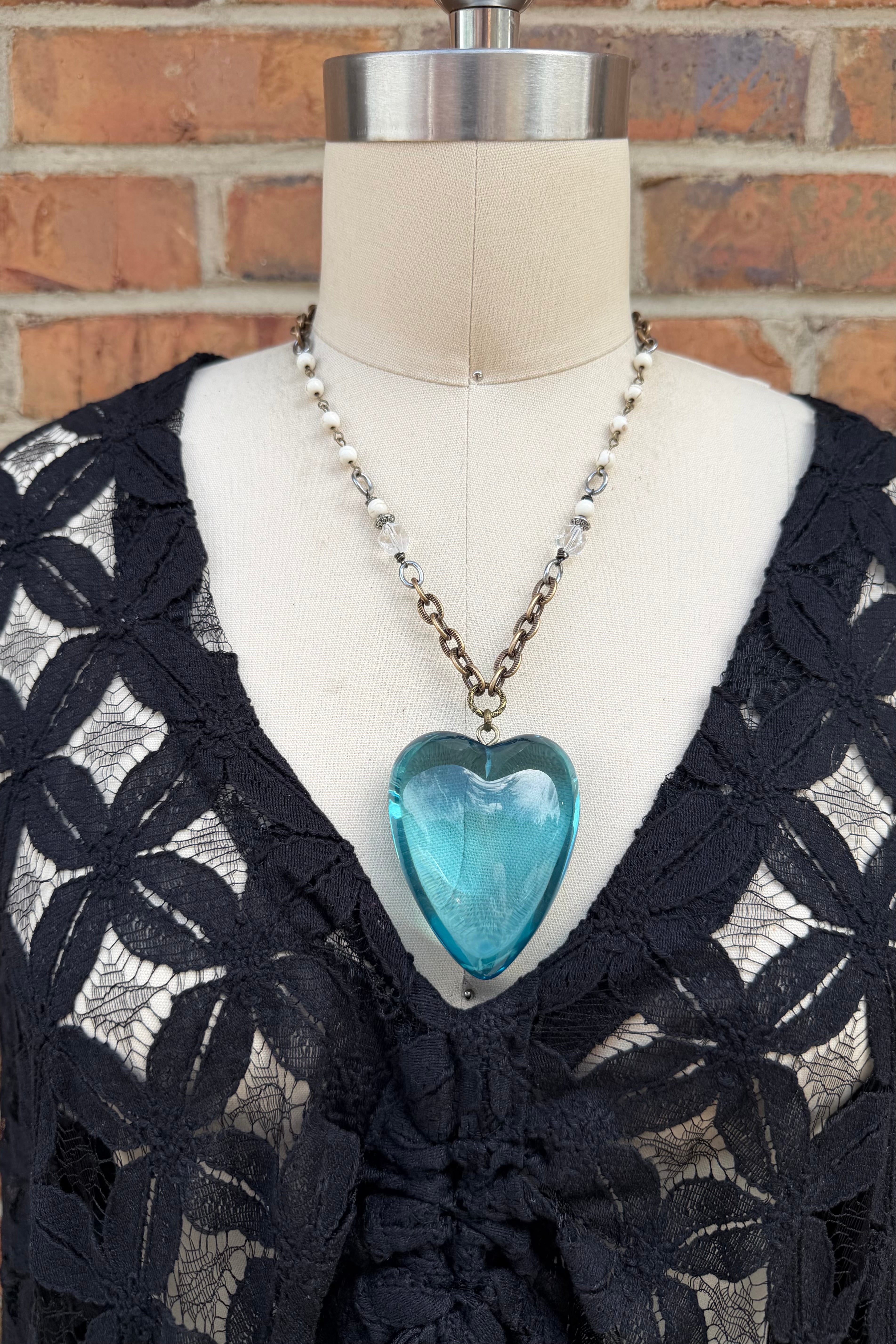 Heart of Glass in Blue Necklace