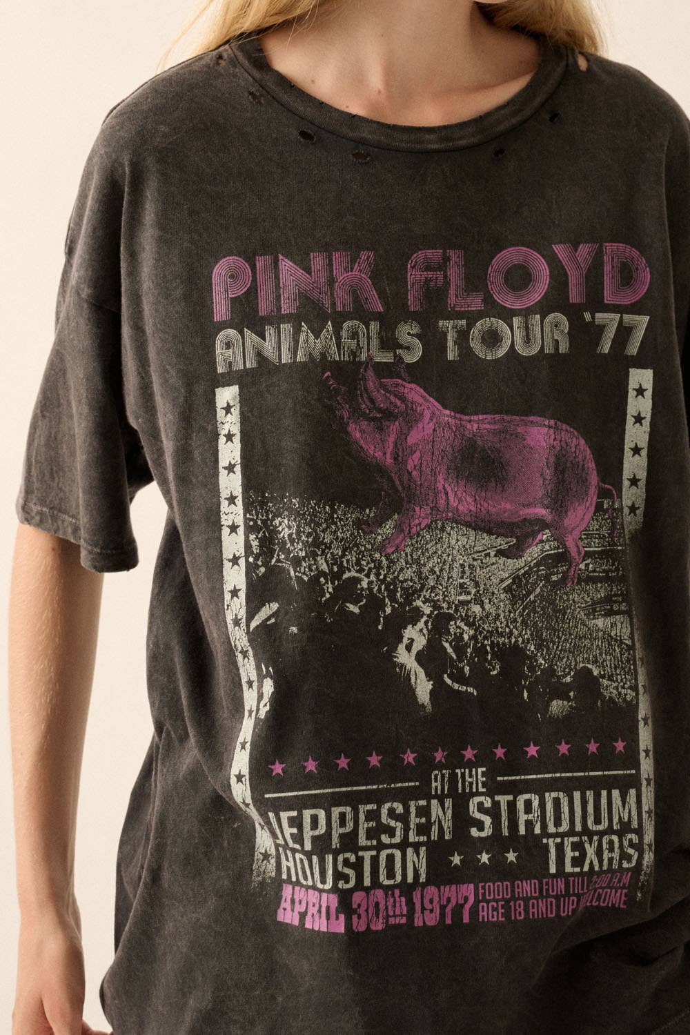 Sale - Pink Floyd Animals Tour '77 Distressed Graphic Tee