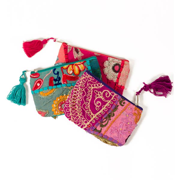 Color Splash Embroidered Coin Purse