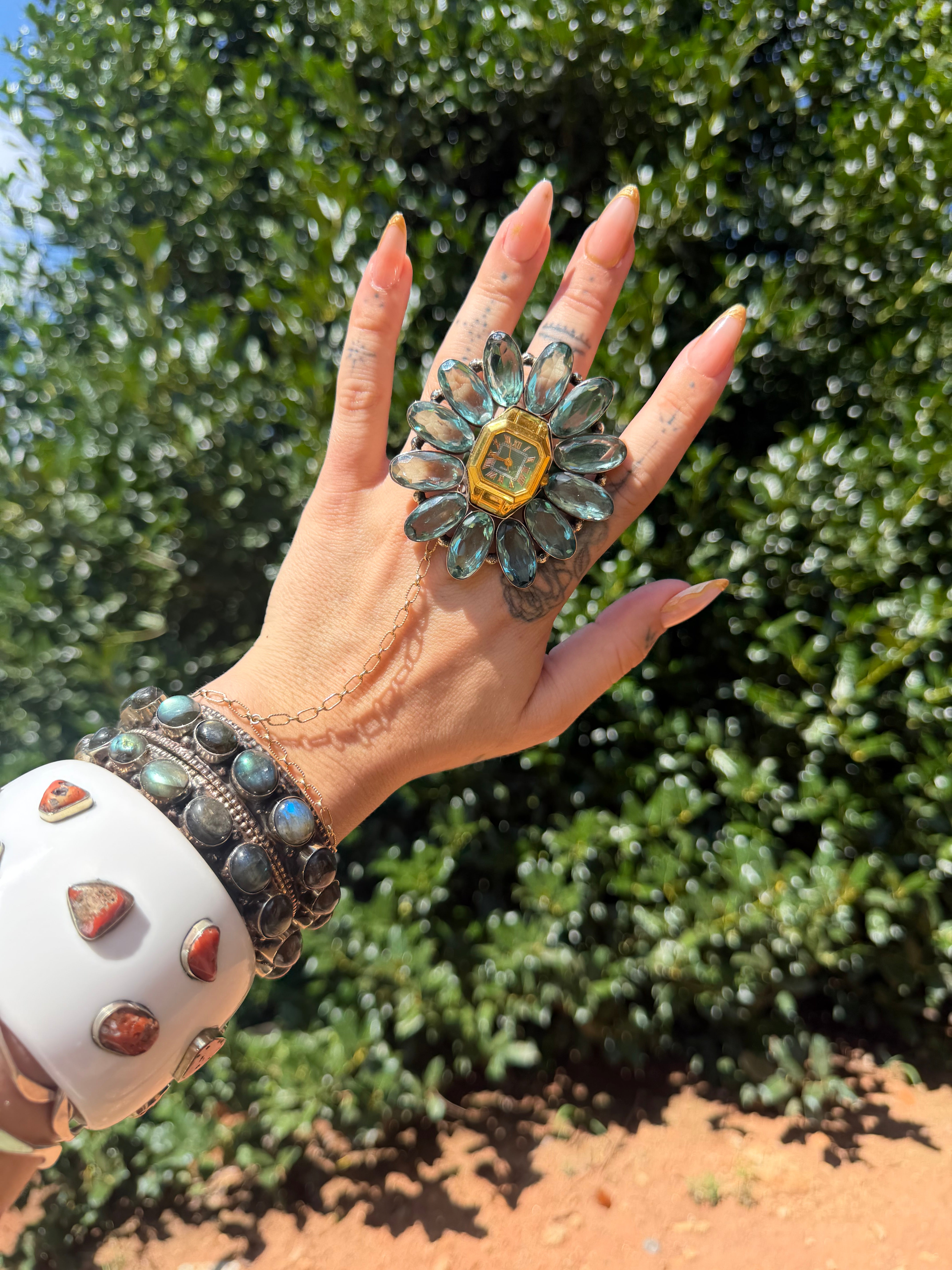 Tick Tock Gemstone Ring - Style 7