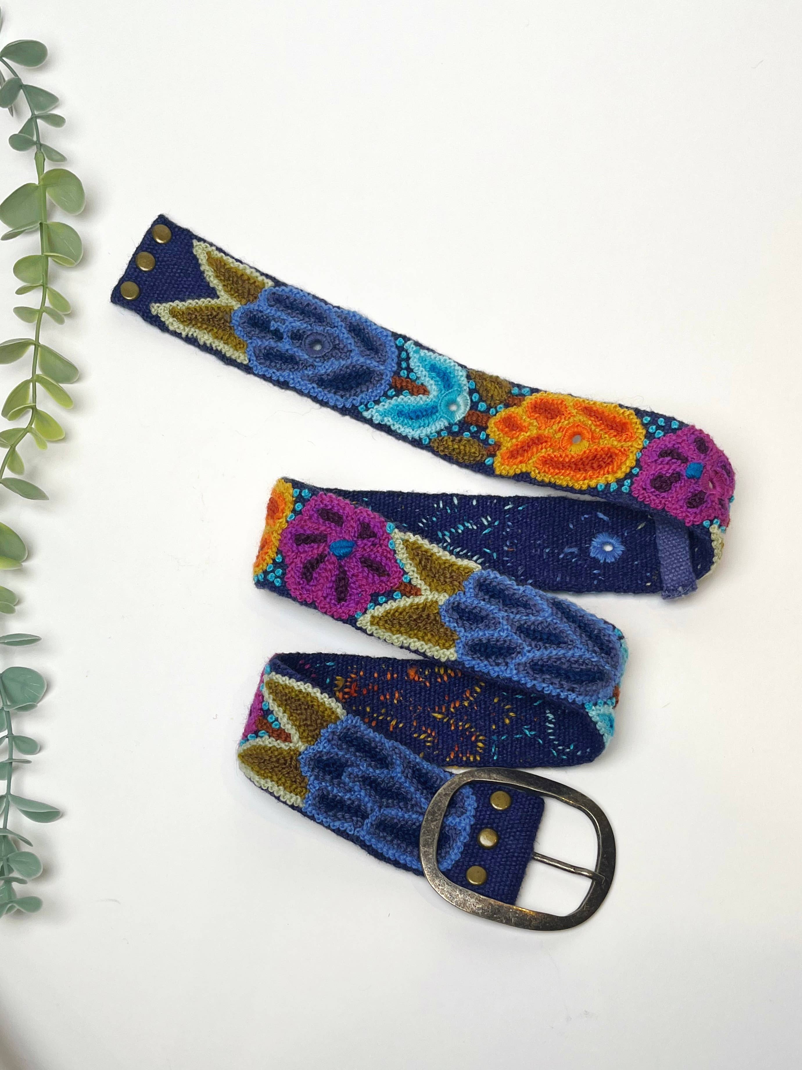 Preorder - Tulips Wide Embroidered Belt