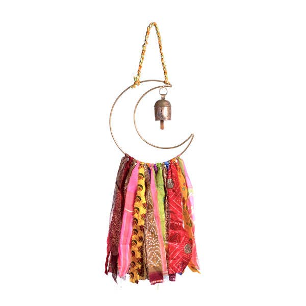 Swapna Moon Bell Wind Chime Upcycle Sari