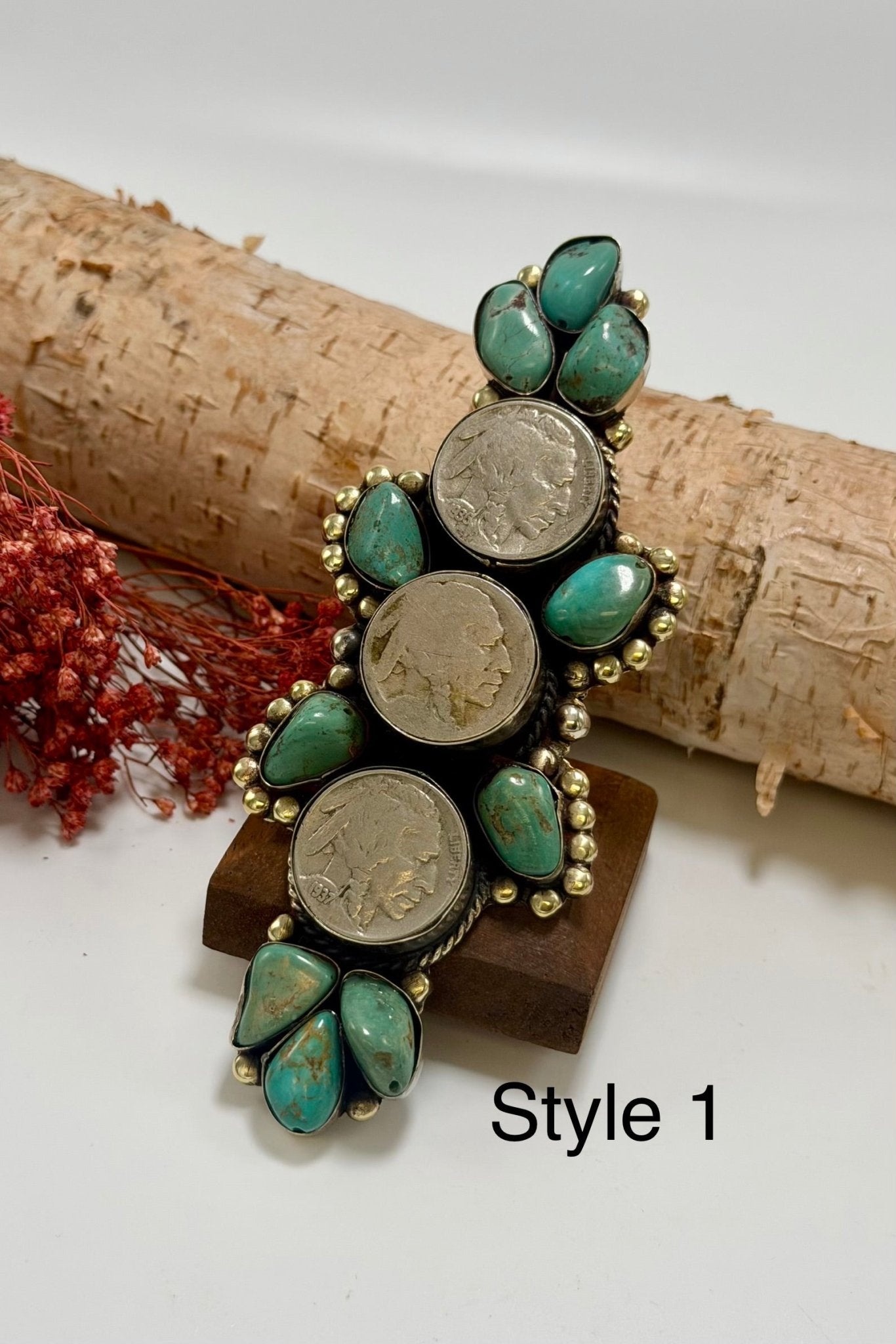 3 Head Nickel Ring w/ Turquoise - ivyandlavyboutique ivyandlavyboutique