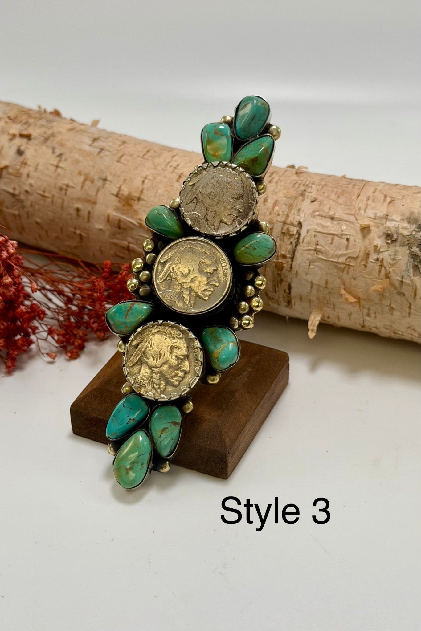3 Head Nickel Ring w/ Turquoise - ivyandlavyboutique ivyandlavyboutique