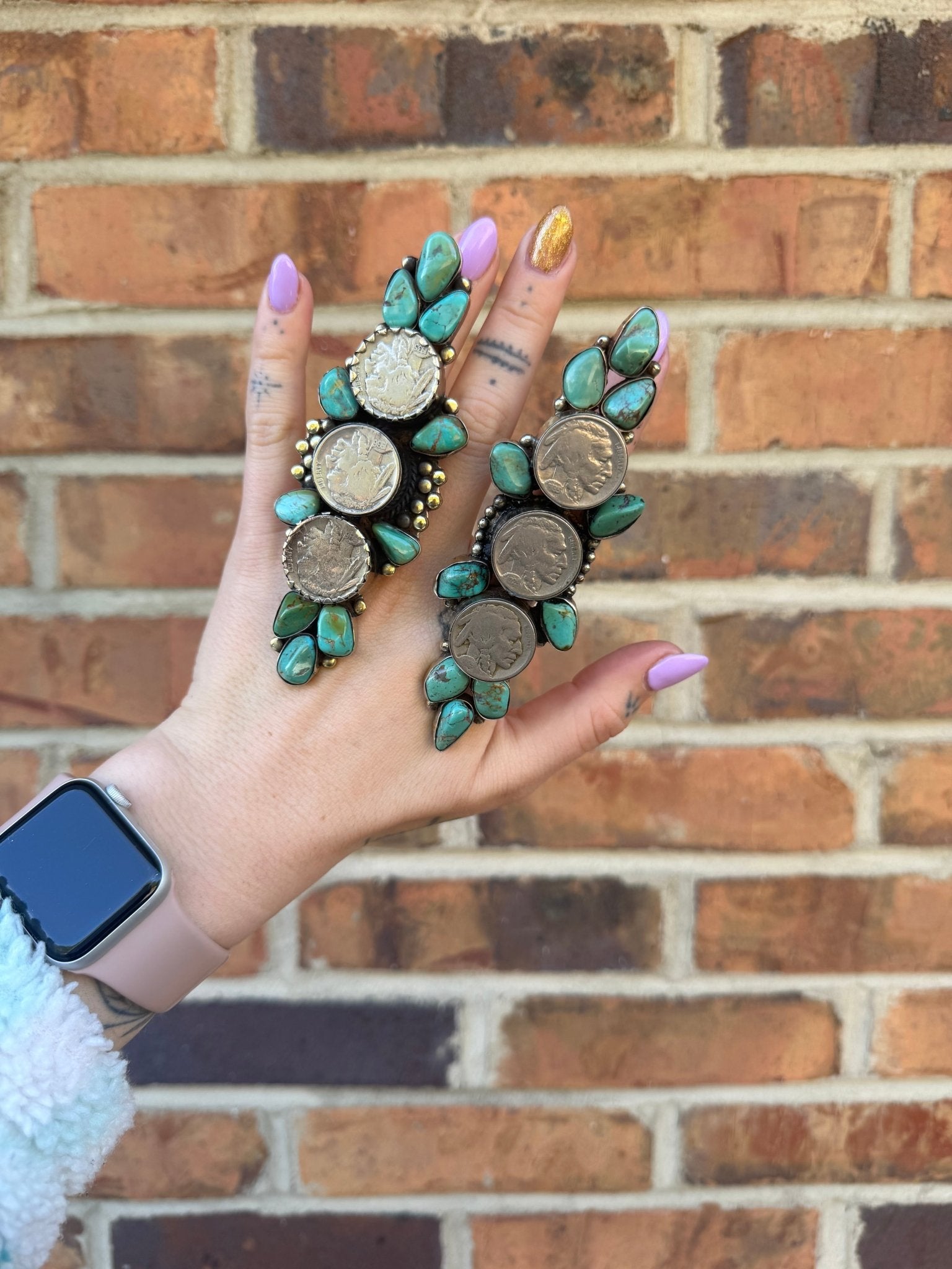 3 Head Nickel Ring w/ Turquoise - ivyandlavyboutique ivyandlavyboutique