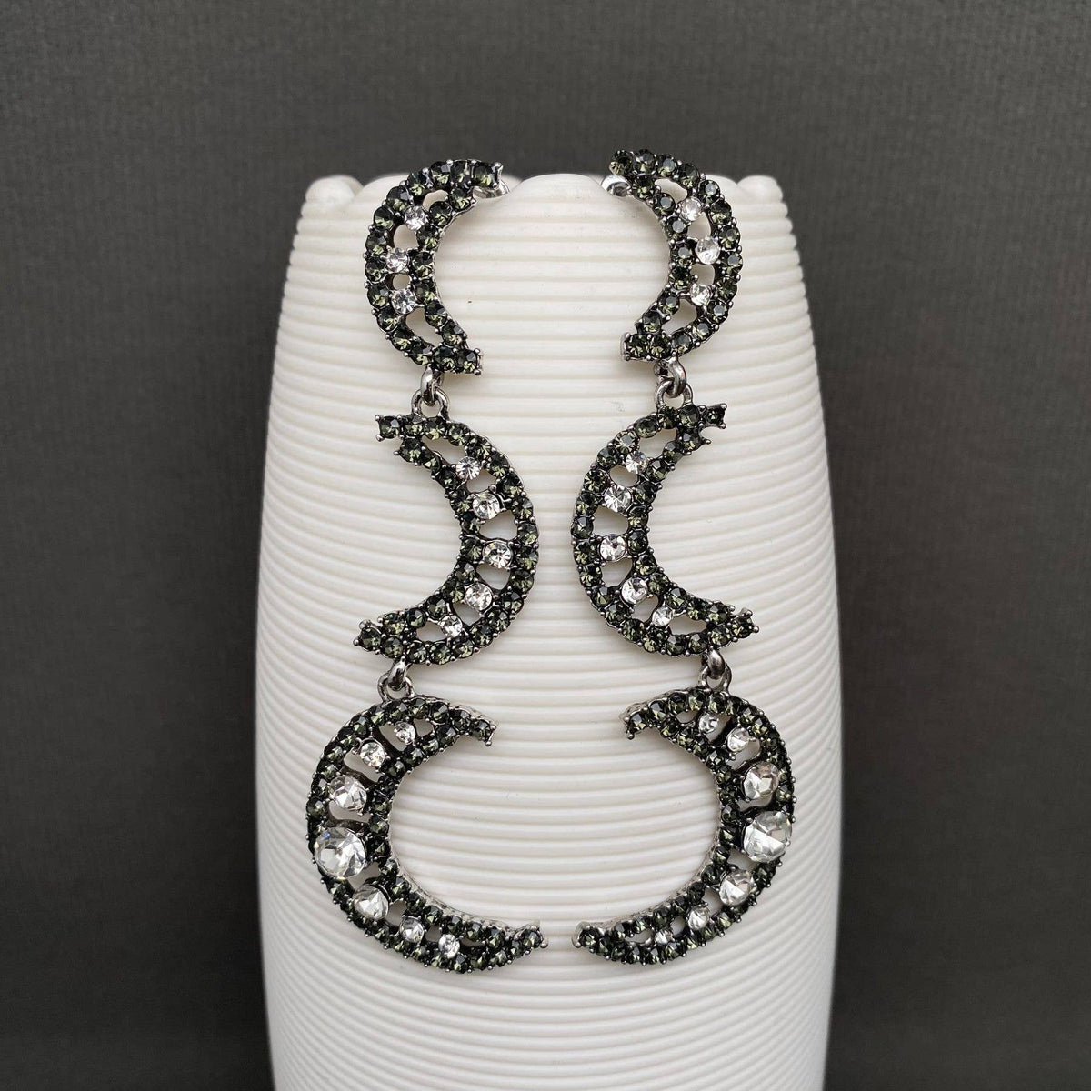 3 Rhinestone Moon Dangle Earrings - MS - ivyandlavyboutique Mio Queena