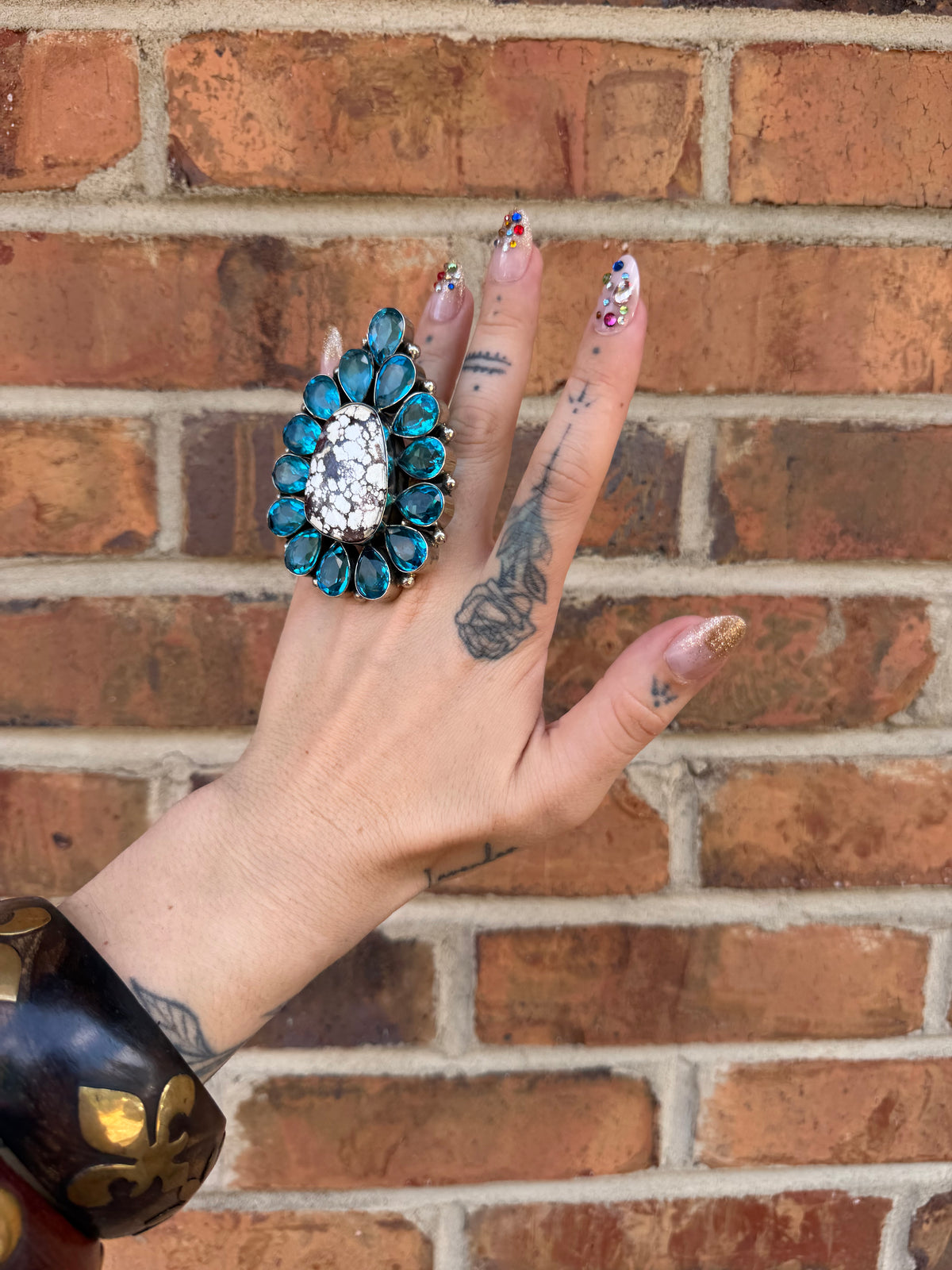 Back Around Gem Ring - Adjustable