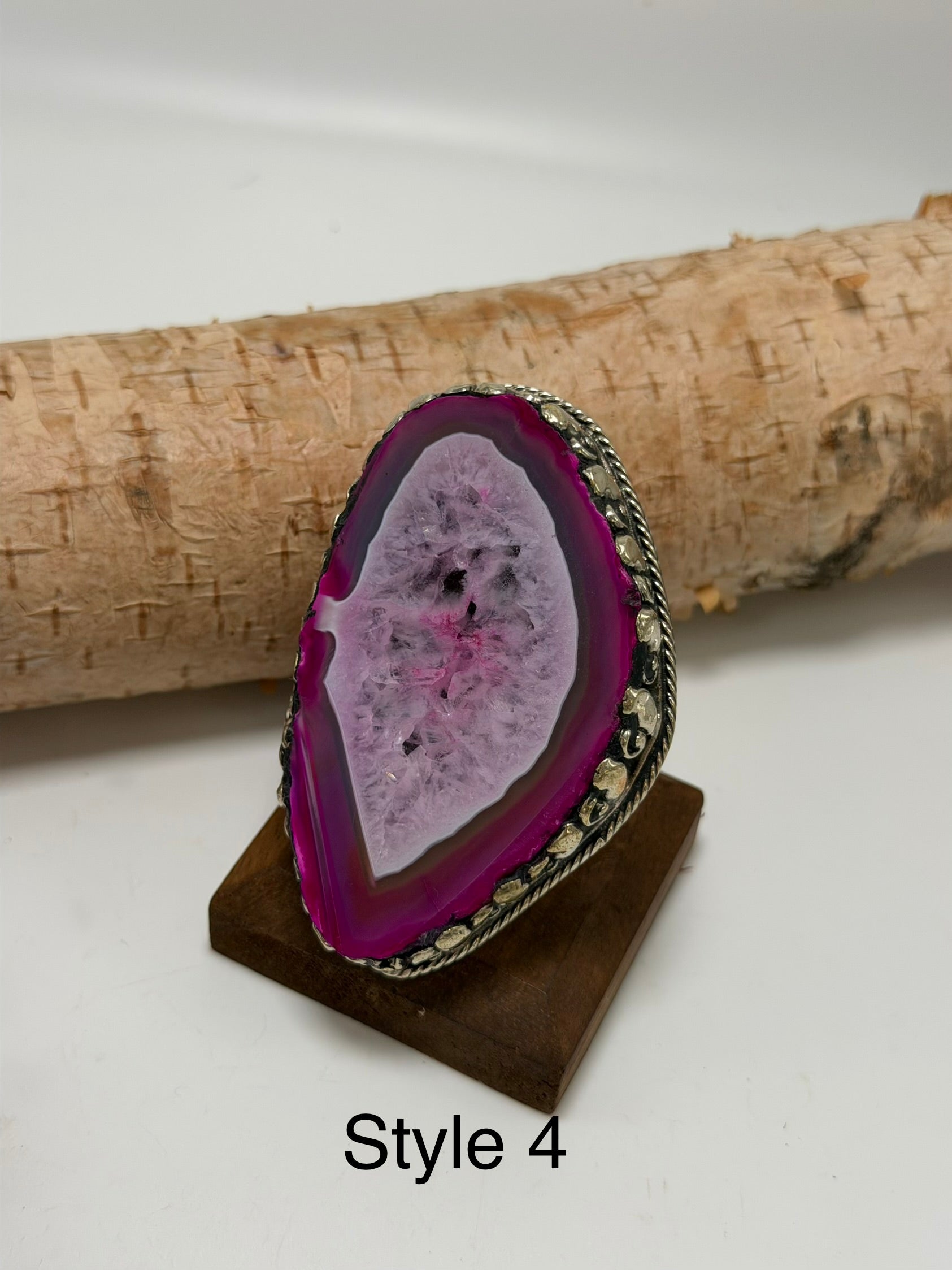 Pretty in Pink Geode Slab Ring