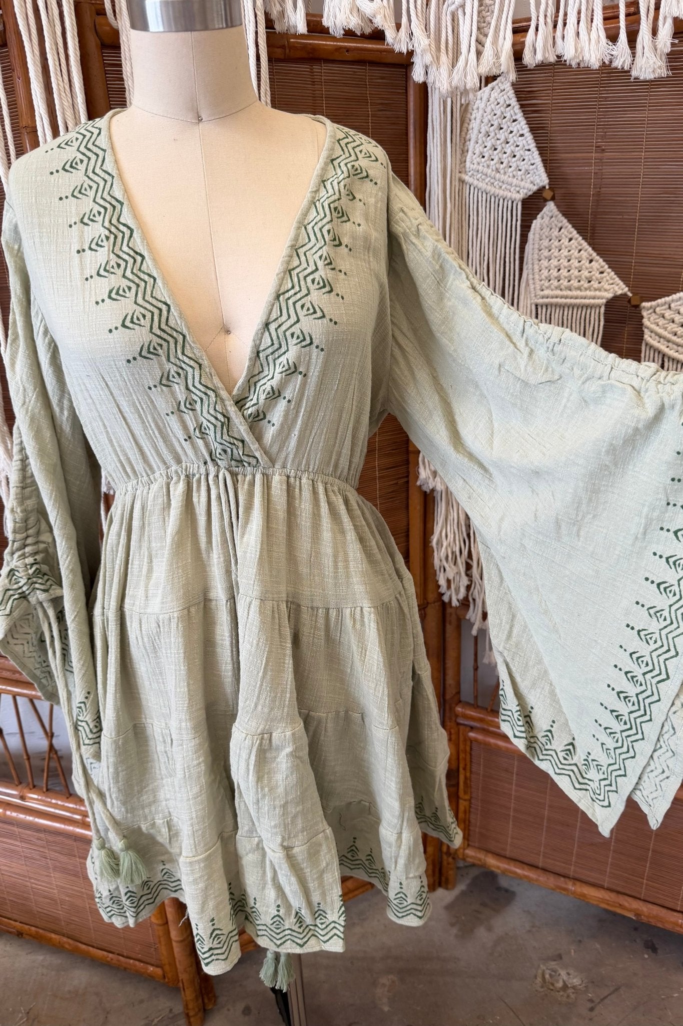 3715 Cotton Block Print Short Dress - ivyandlavyboutique Karma Highway