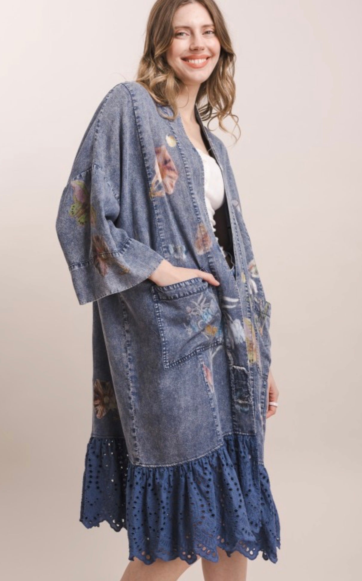 XO Butterfly Ruffle Cardigan