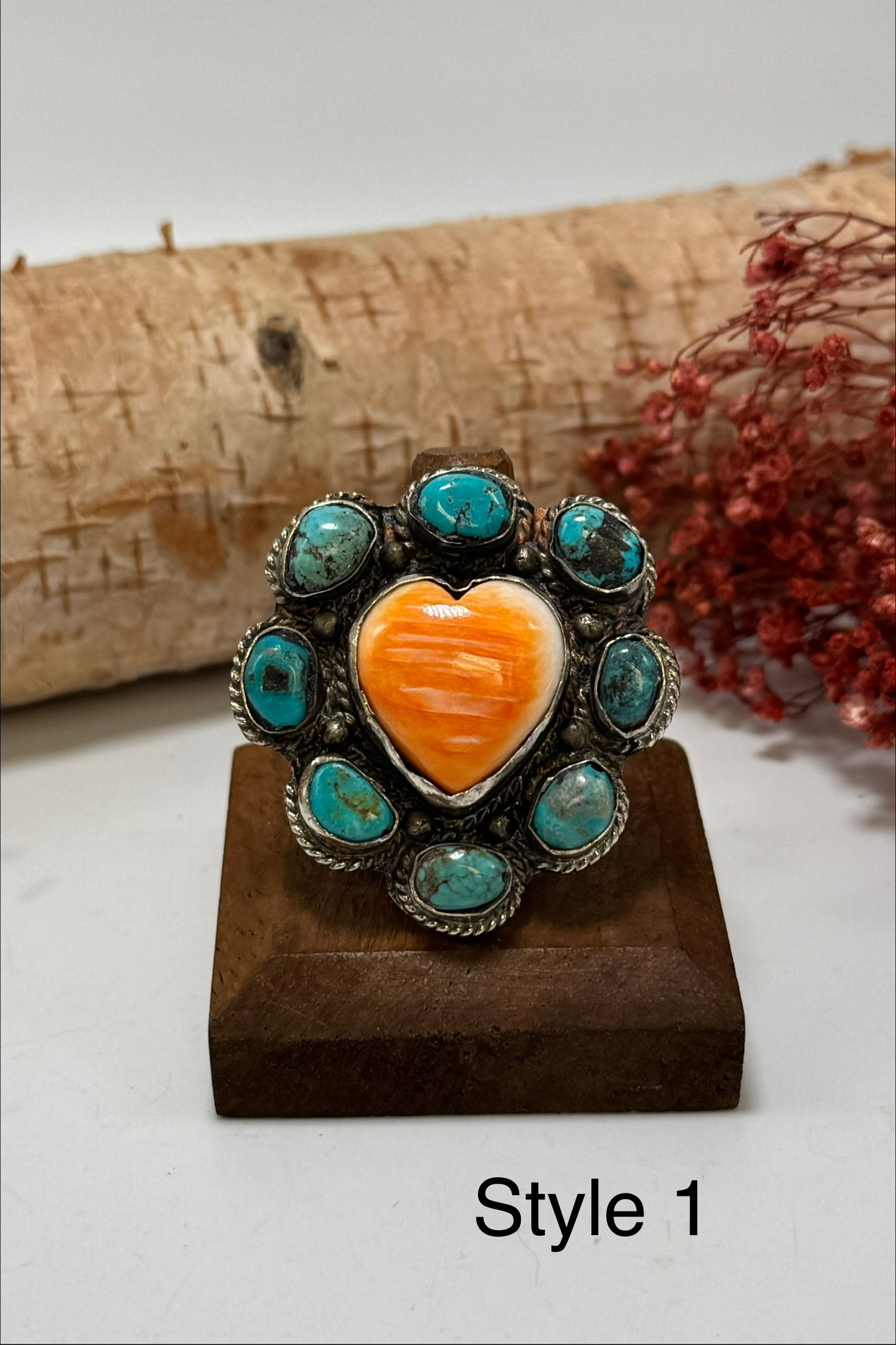 Turquoise and orange hearts