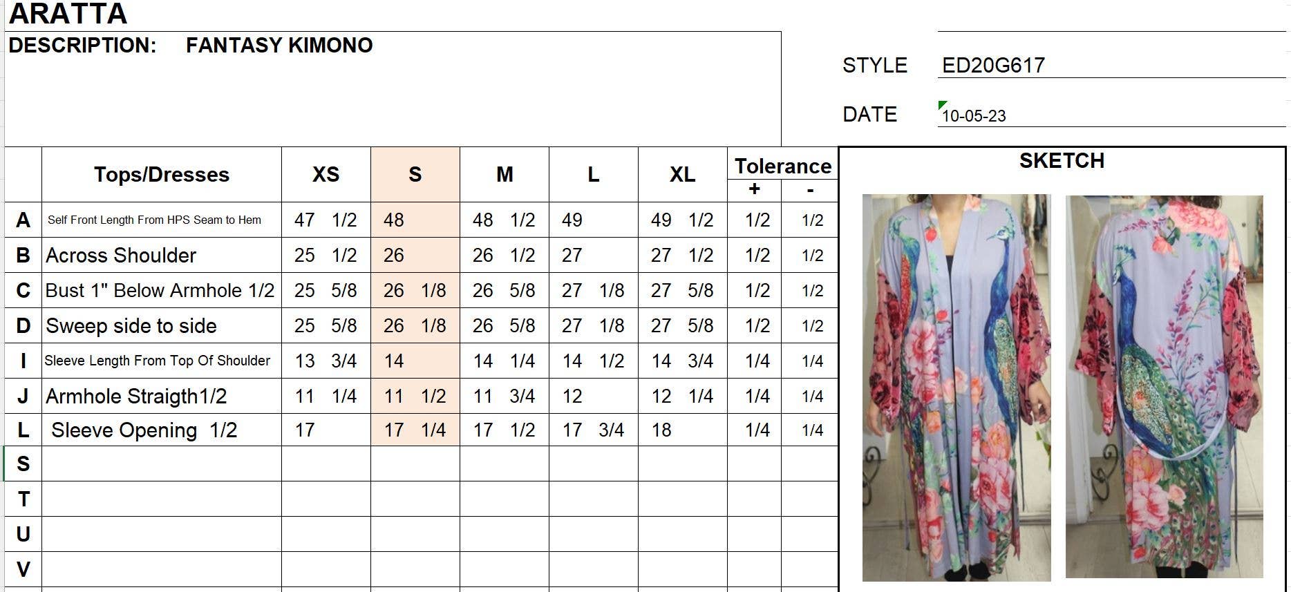 Fantasy Kimono/ Topper / Duster: Ivory Peacock