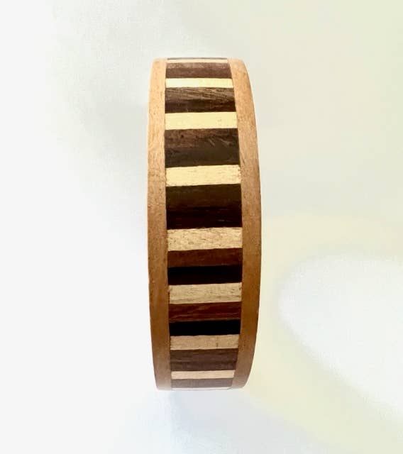 Marquetry Wood inlaid bangle .5" wide