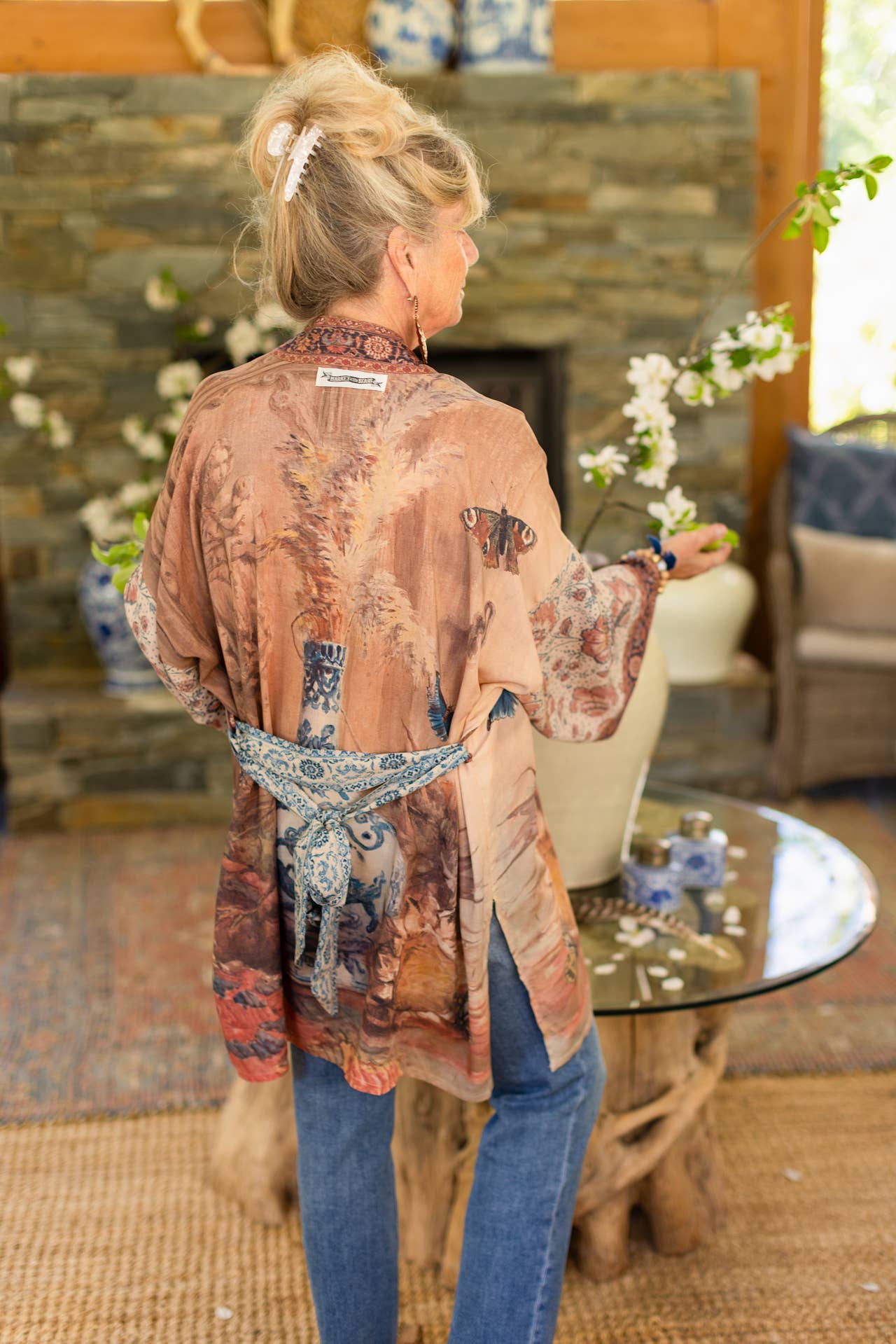The Storyteller Matinée Duster Kimono w/ Sunflowers, Pottery