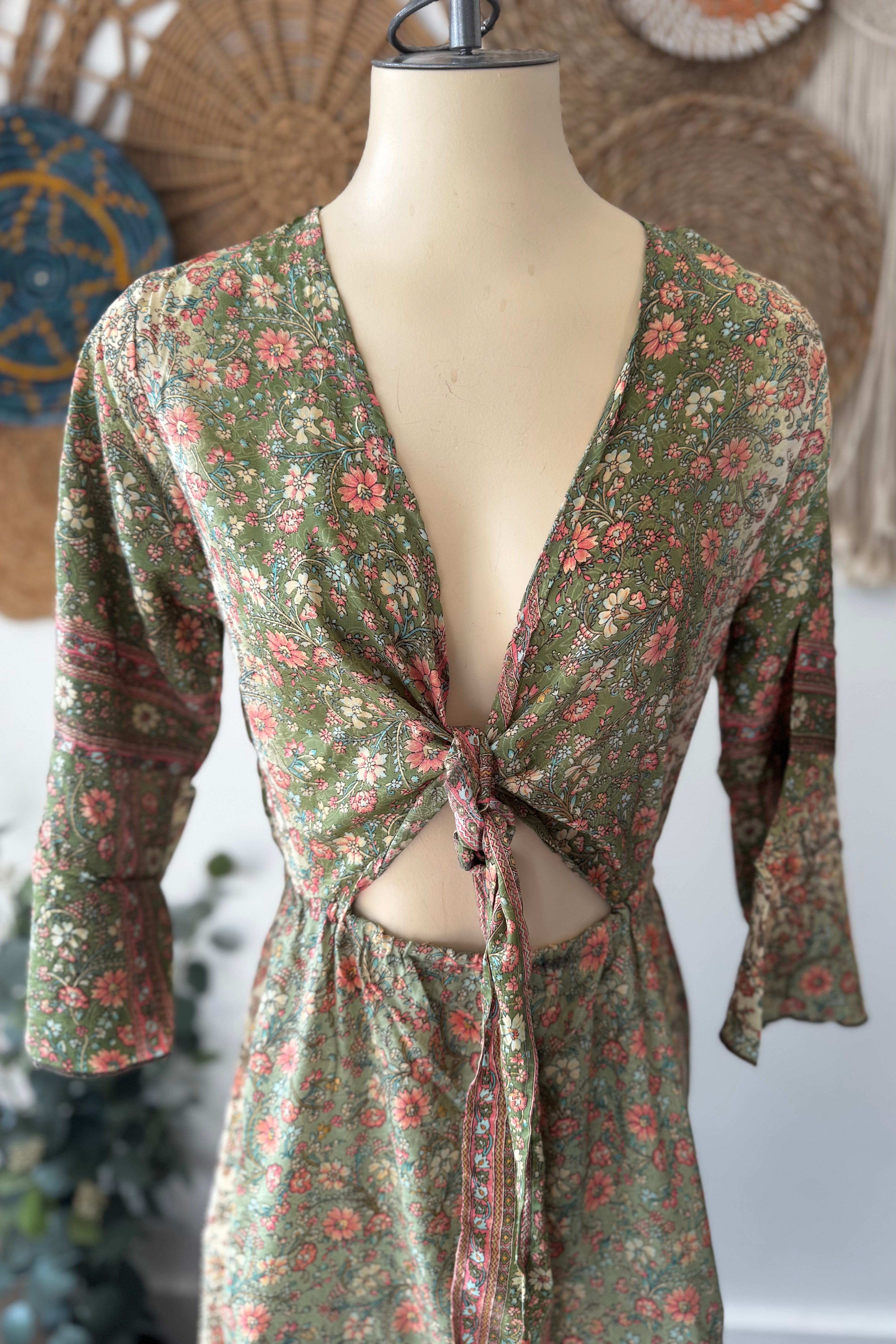 Poly Silk Front Tie Dress 7