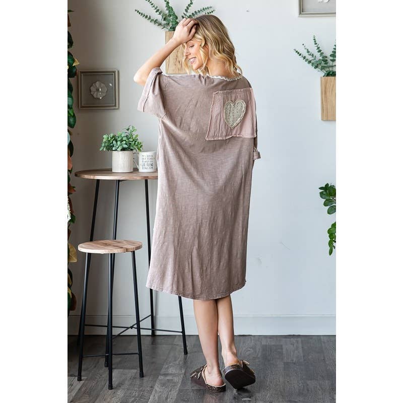 Your Love Embroidered T-Shirt Dress in Pinks
