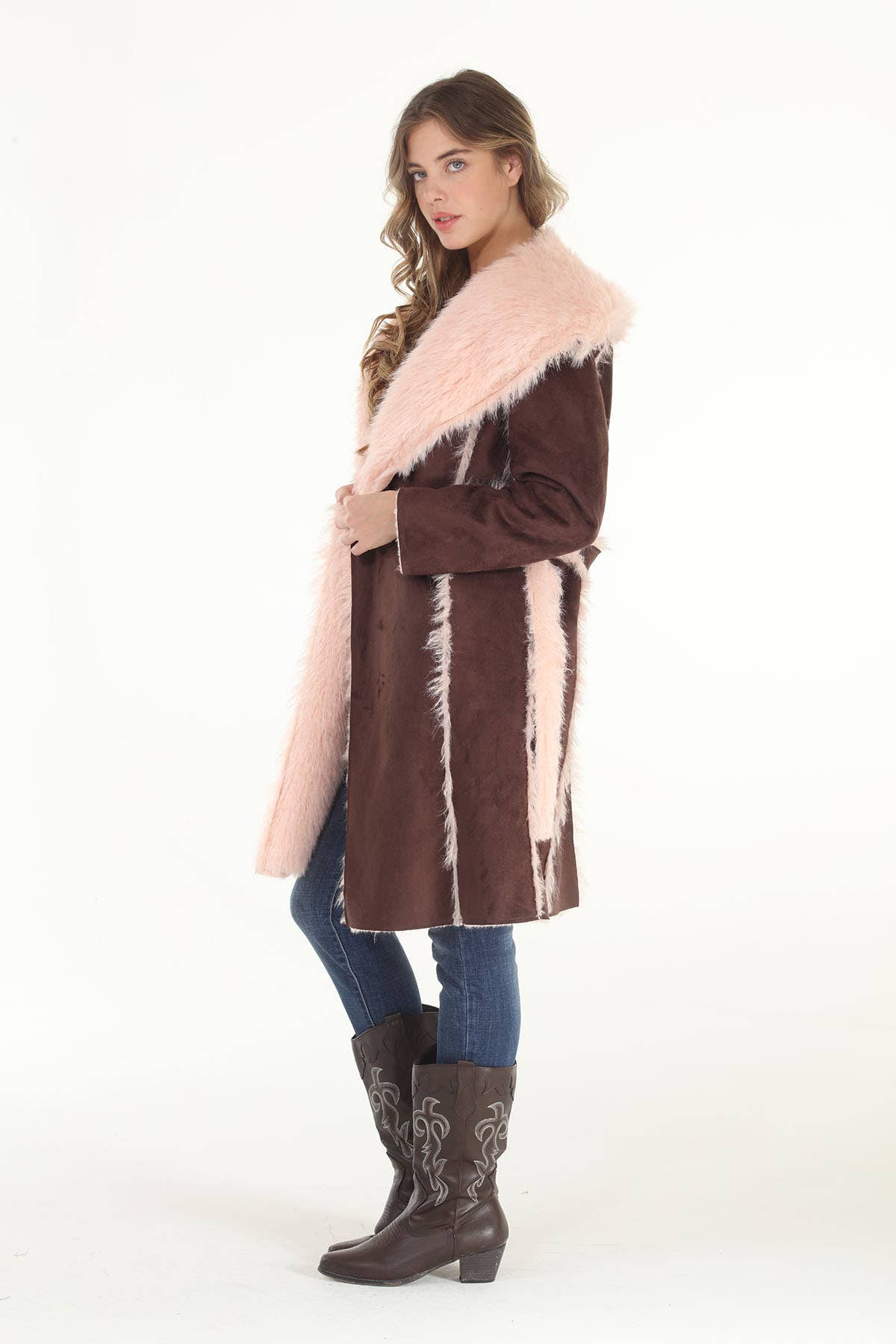 The Tiffany Reversible Faux Suede & Faux Shearling Coat