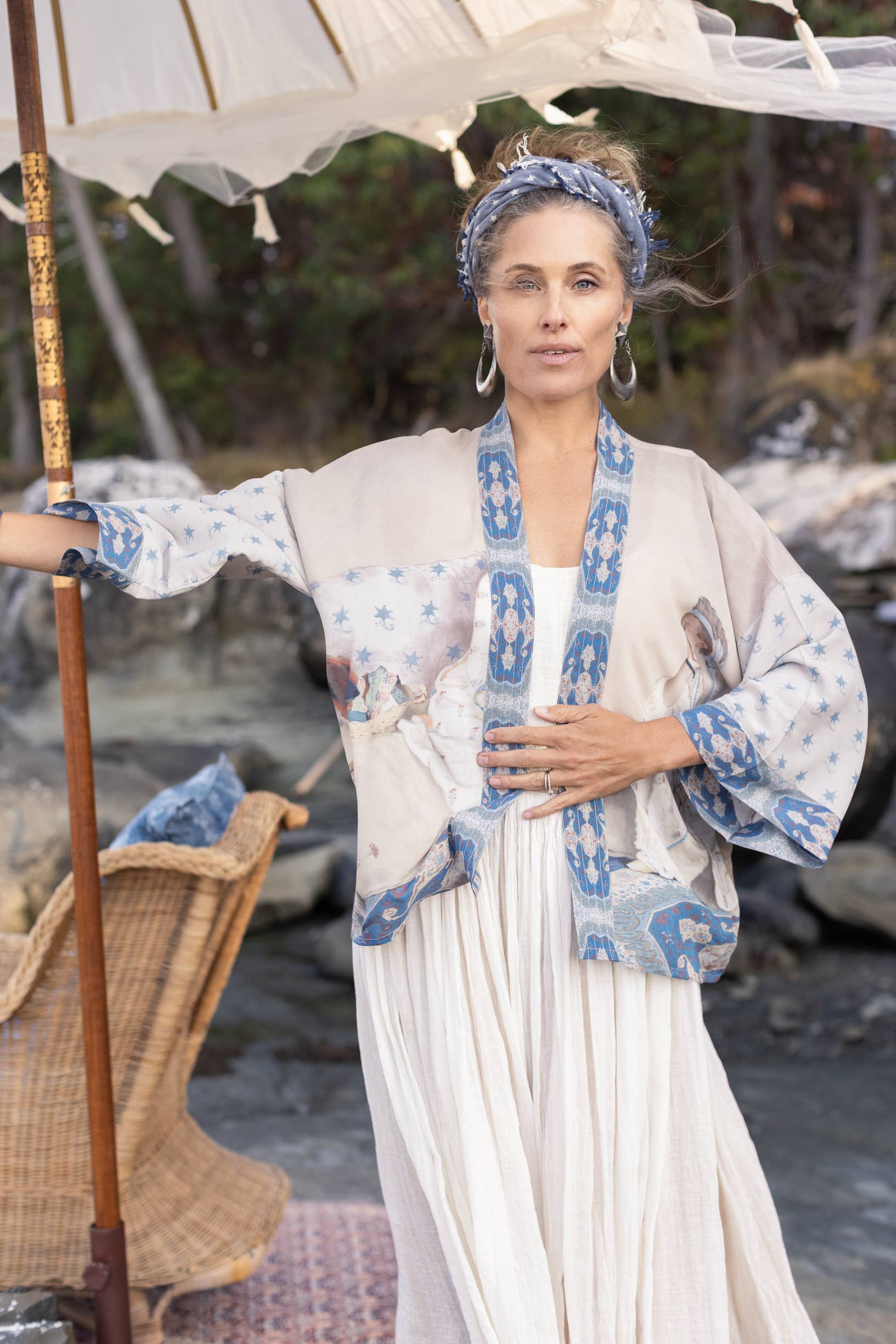 Head In The Clouds Pixie Duster Cropped Kimono w/ Stars