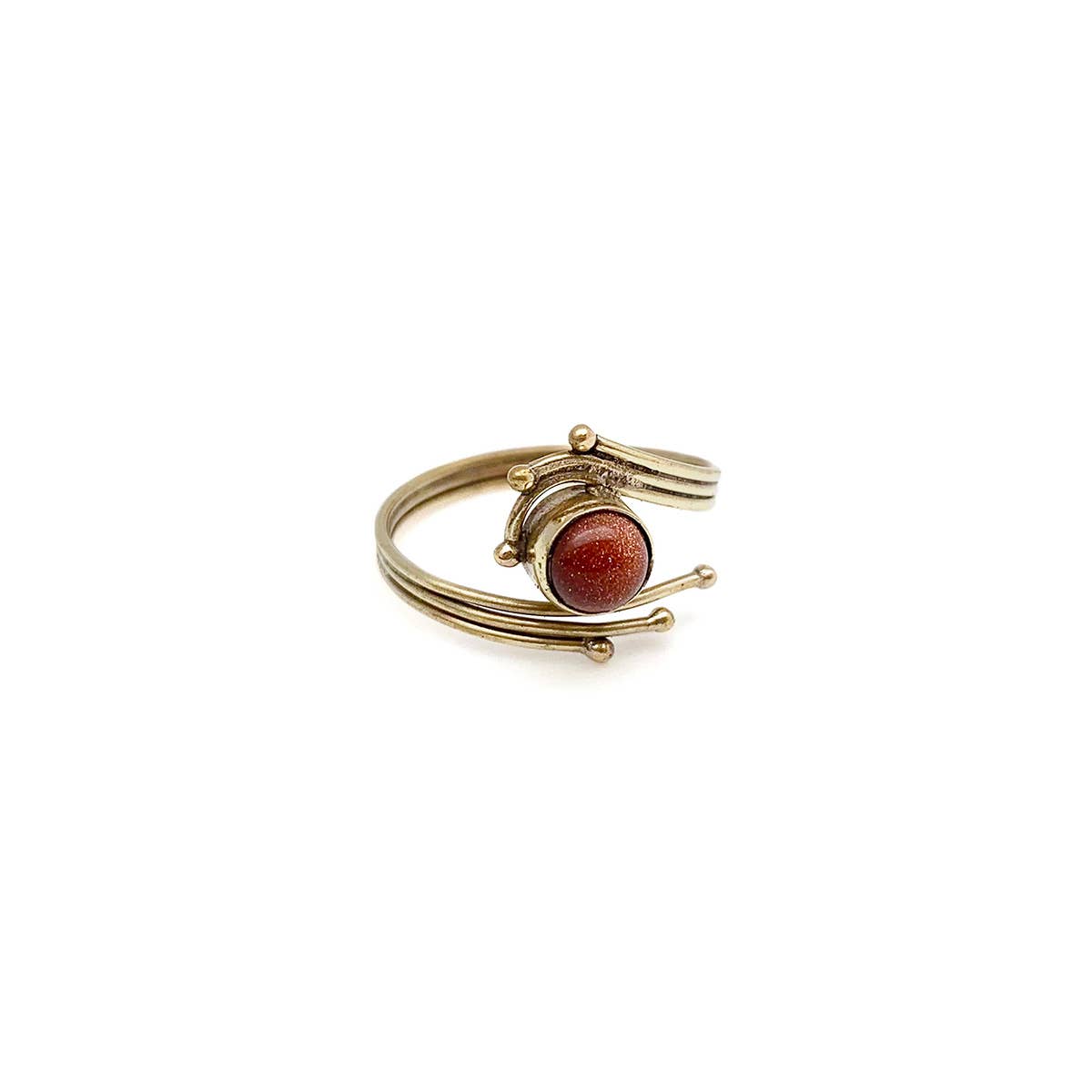 Gold with Goldstone Abstract Ring - Tanvi Collection Ring