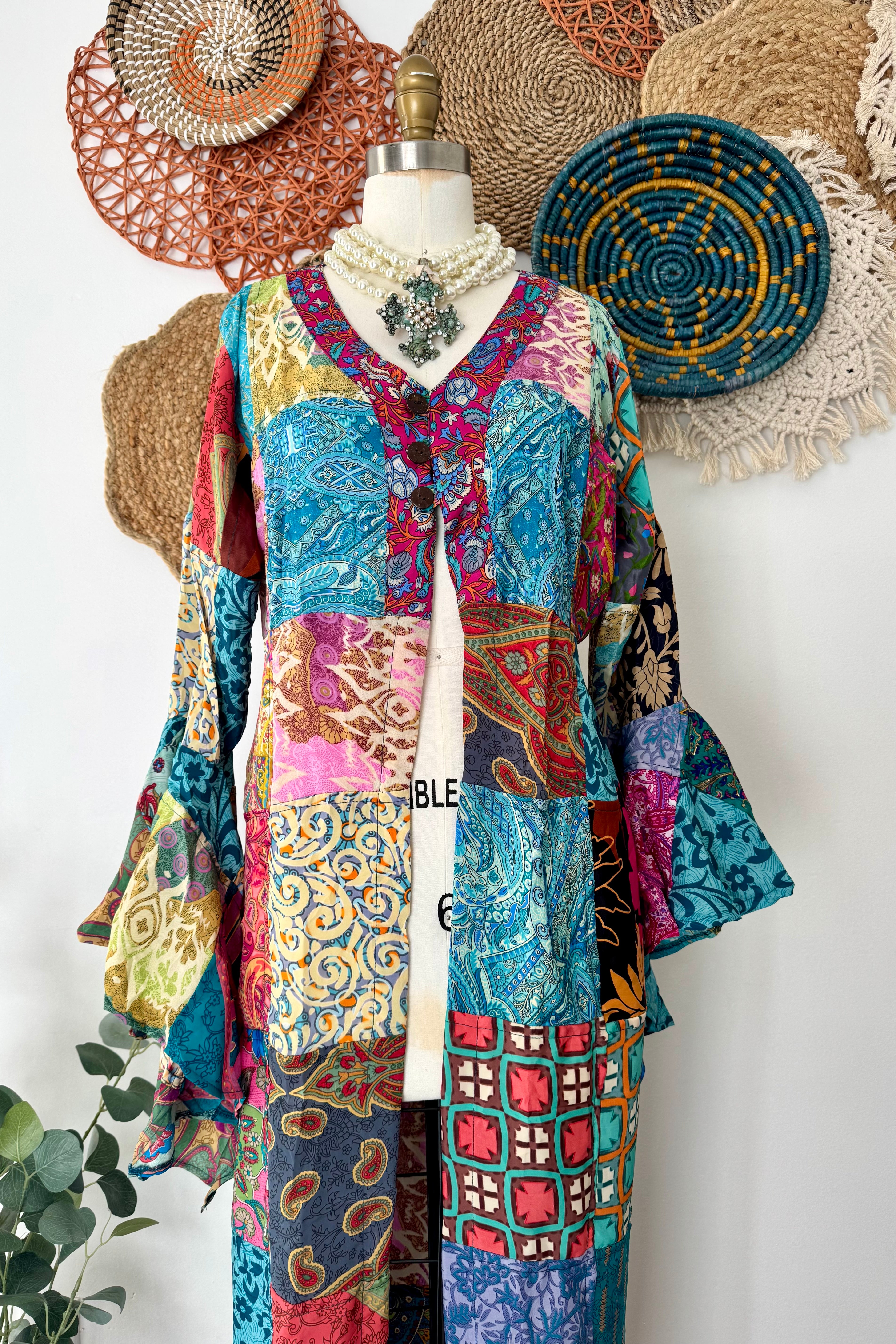 Boho Wanderlust Patched Kimono Top