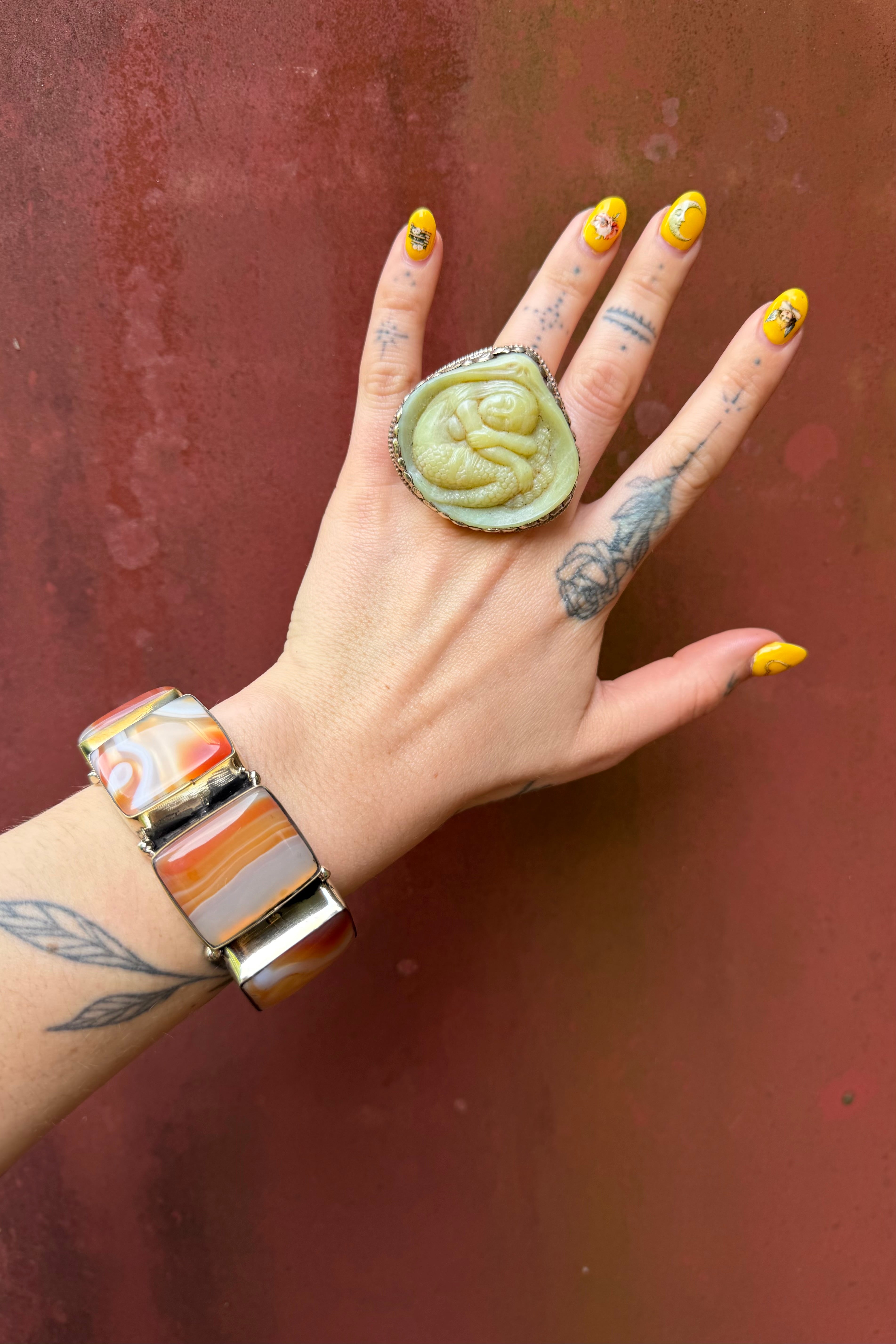 Jade Sleeping Mermaid Ring