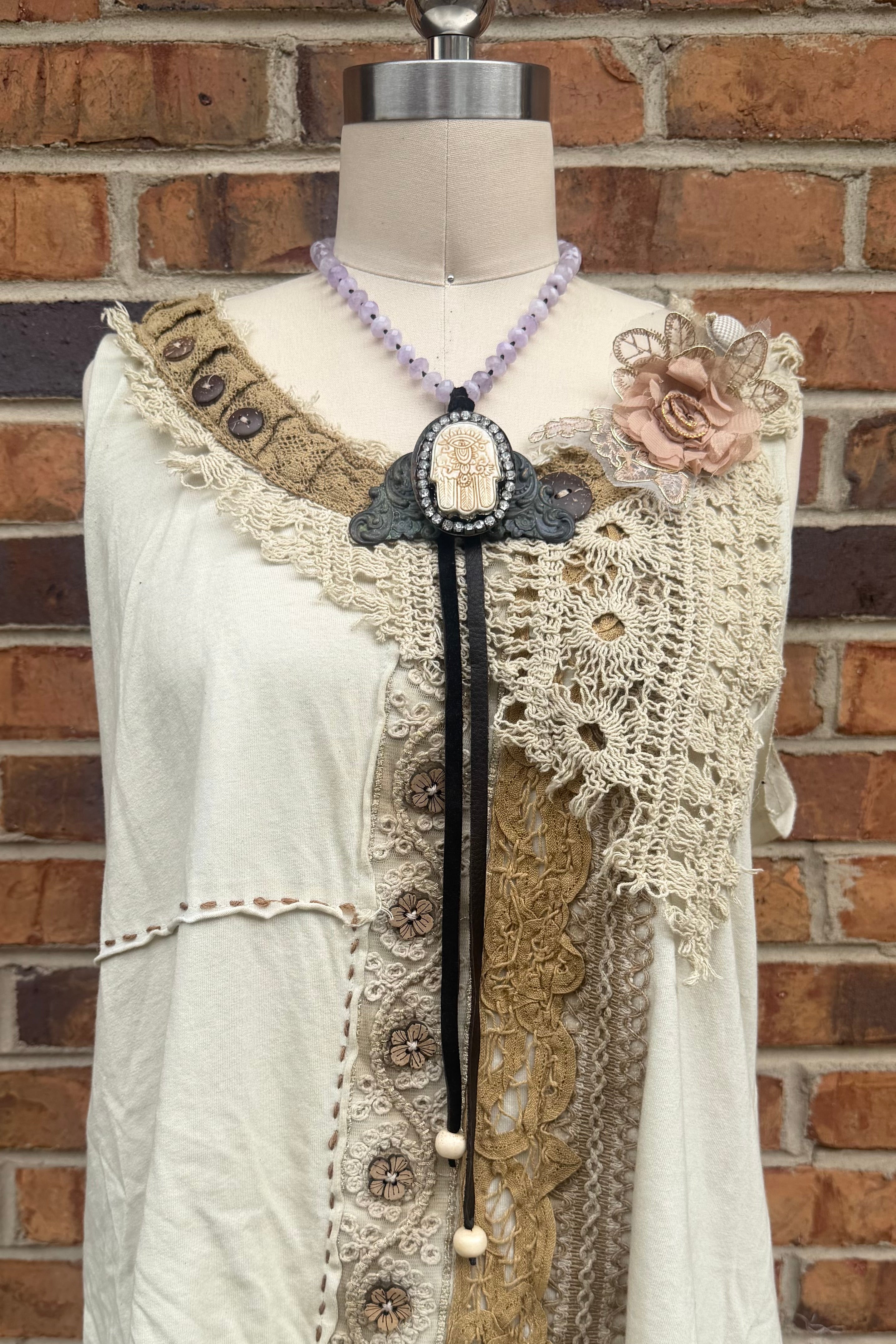 OOAK Talk to the Hand Hamsa Necklace