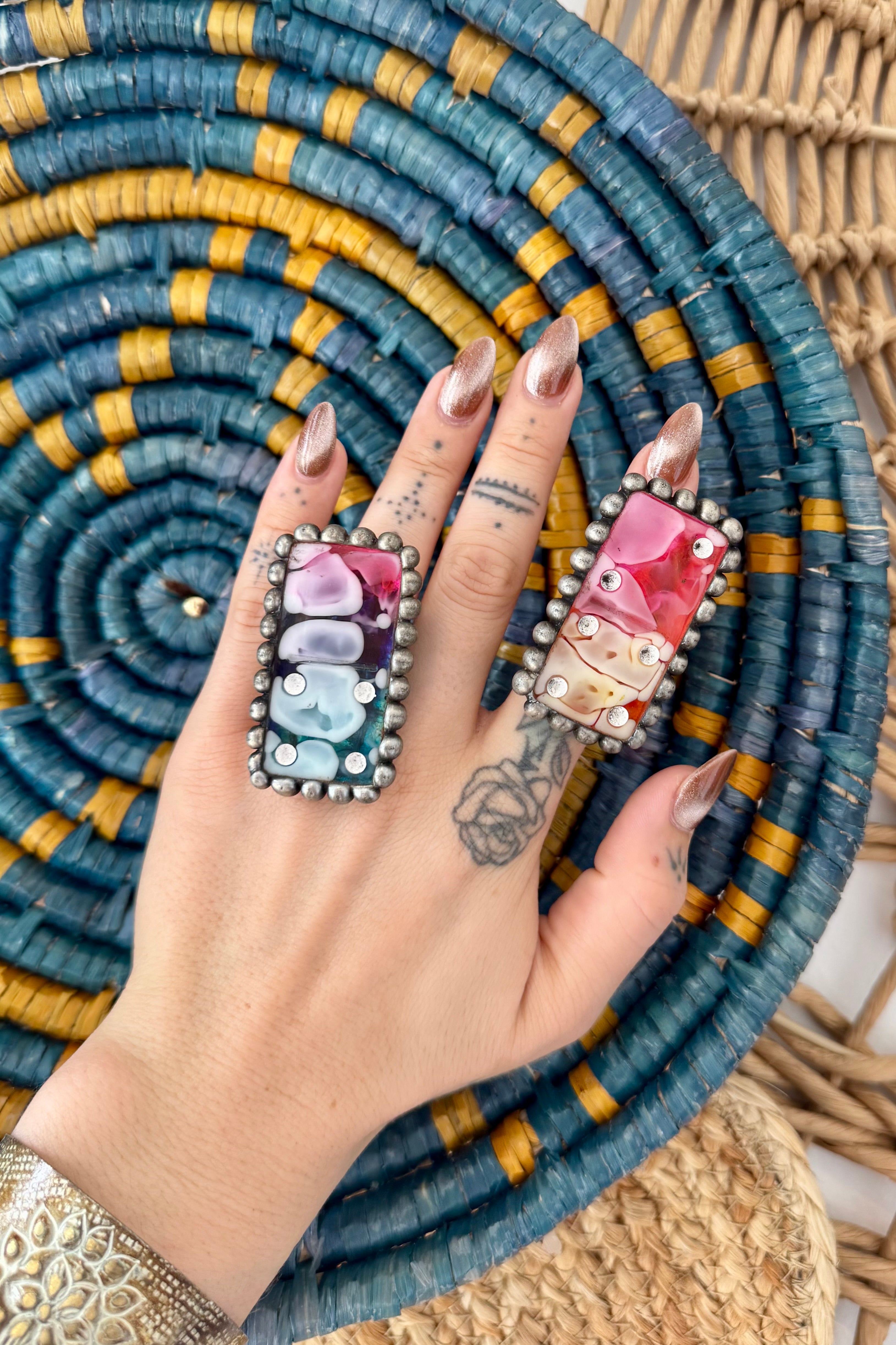 Domino Abstract Carved Ring