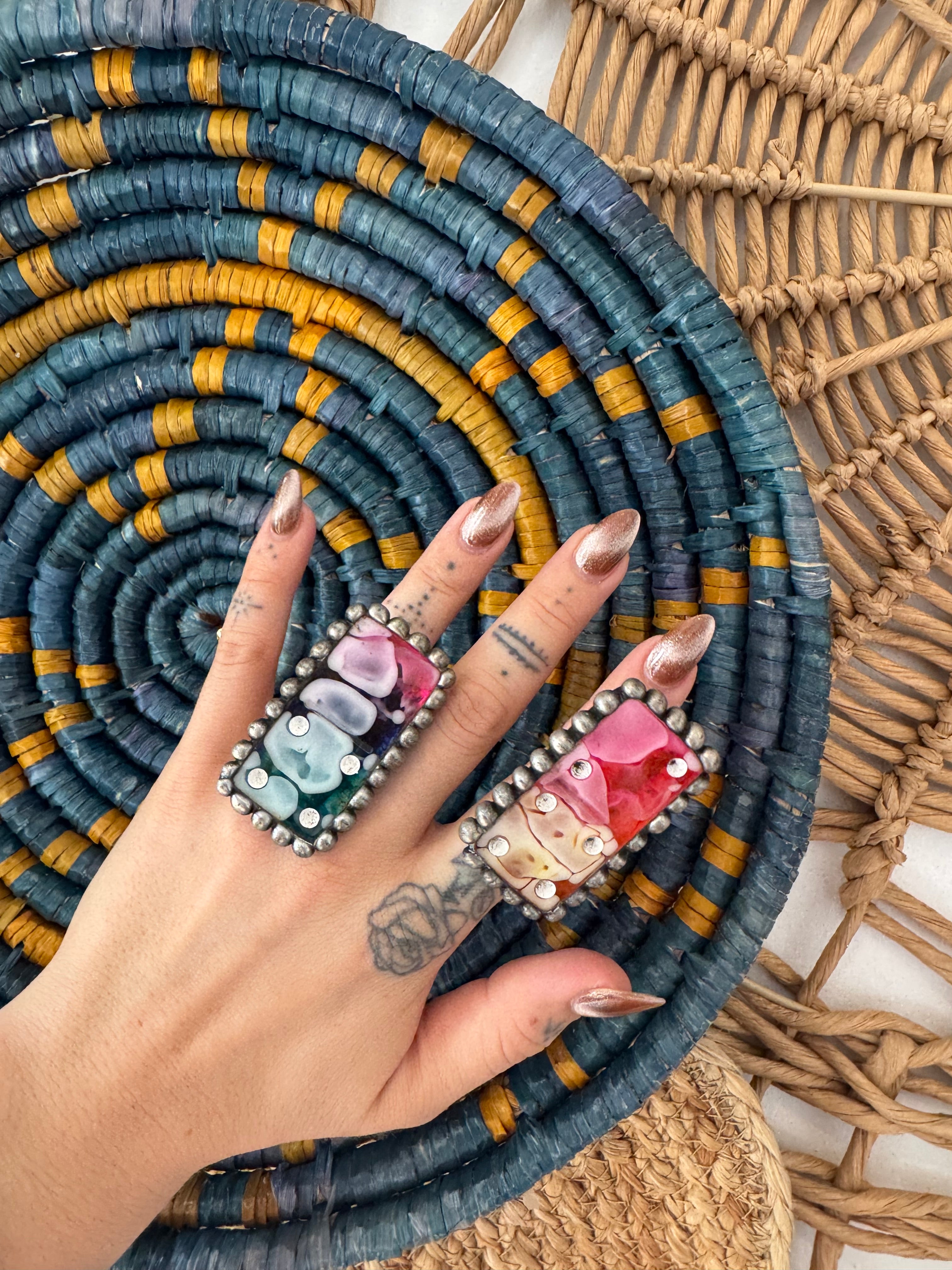 Domino Abstract Carved Ring