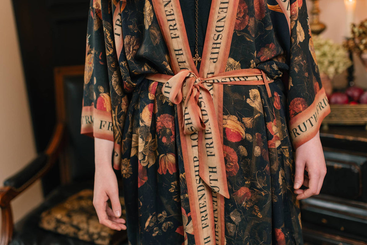 Preorder November - Heart of Gold Opera Duster Kimono Robe w/ Sacred Heart