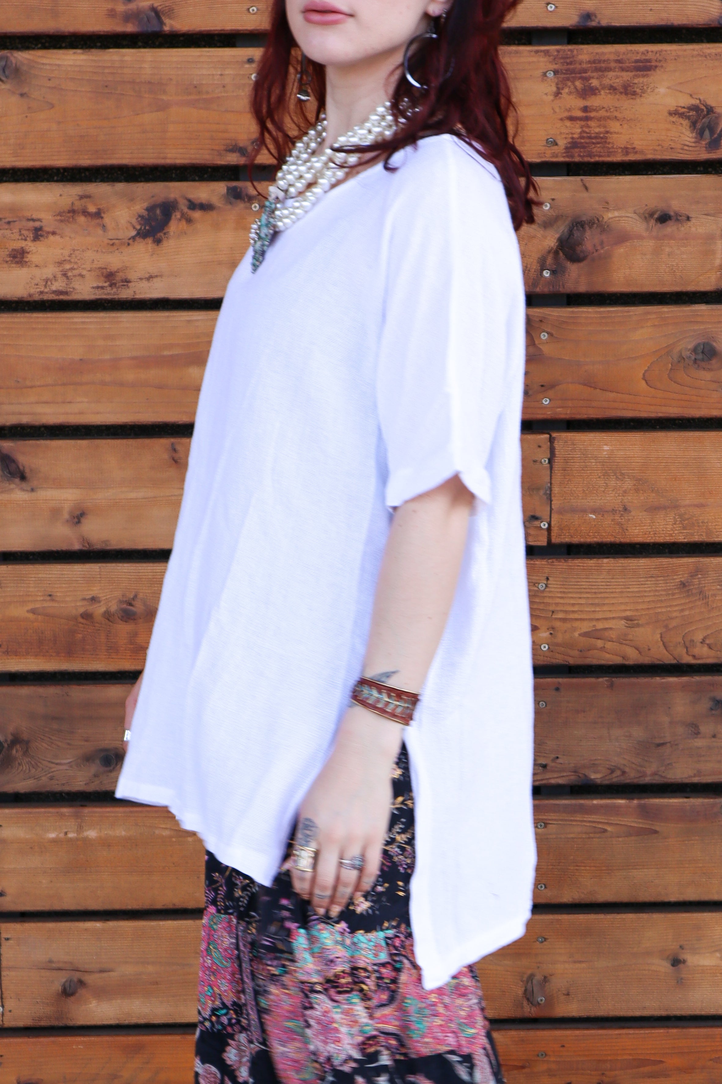 Jasmine High-Low Tunic Top in Mesh Linen